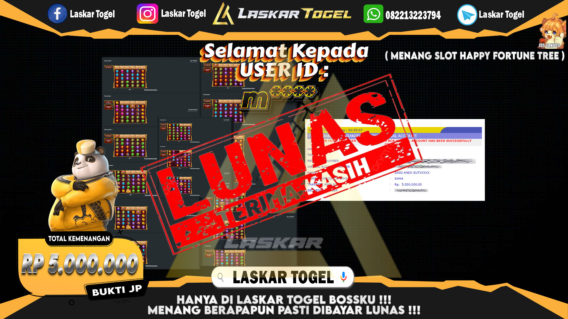 LASKARTOGEL JACKPOT TOGEL TOTO MACAU Rp.5.000.000.,- LUNAS