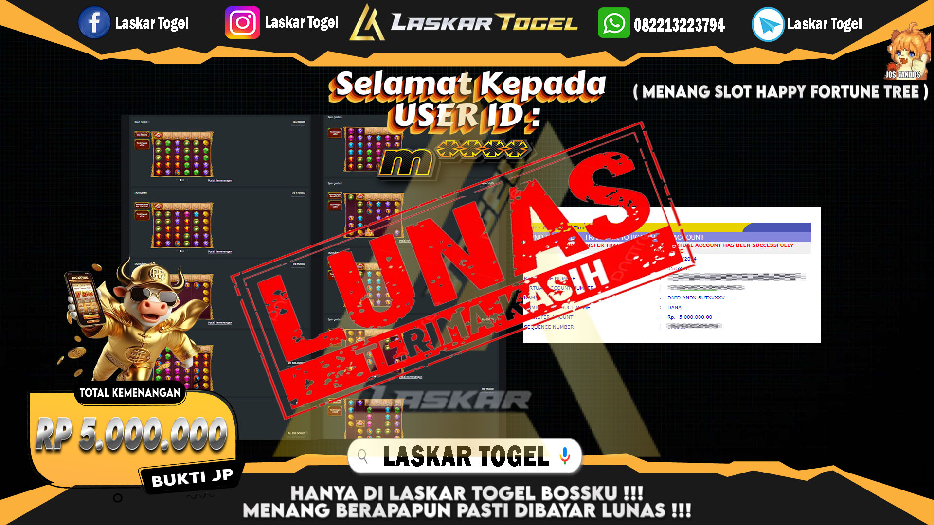 LASKARTOGEL JACKPOT TOGEL TOTO MACAU Rp.5.000.000.,- LUNAS