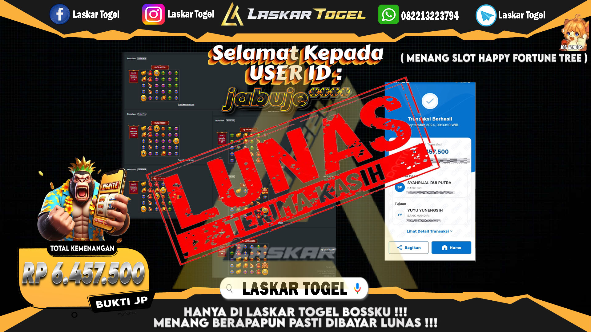 LASKARTOGEL JACKPOT TOGEL TOTO MACAU Rp.5.000.000.,- LUNAS