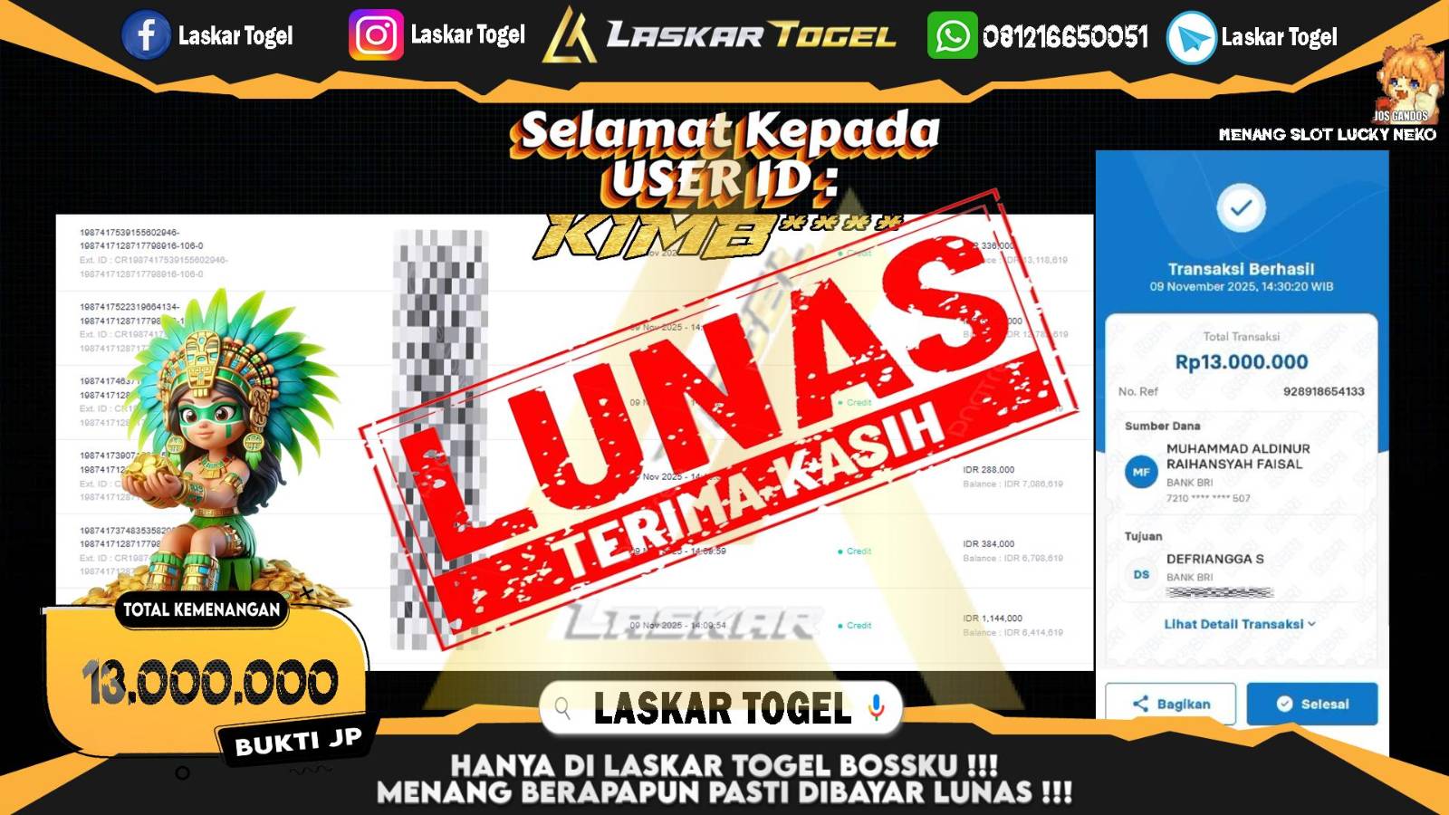 LASKARTOGEL JACKPOT SLOT LUCKY NEKO Rp.13.000.000,- LUNAS