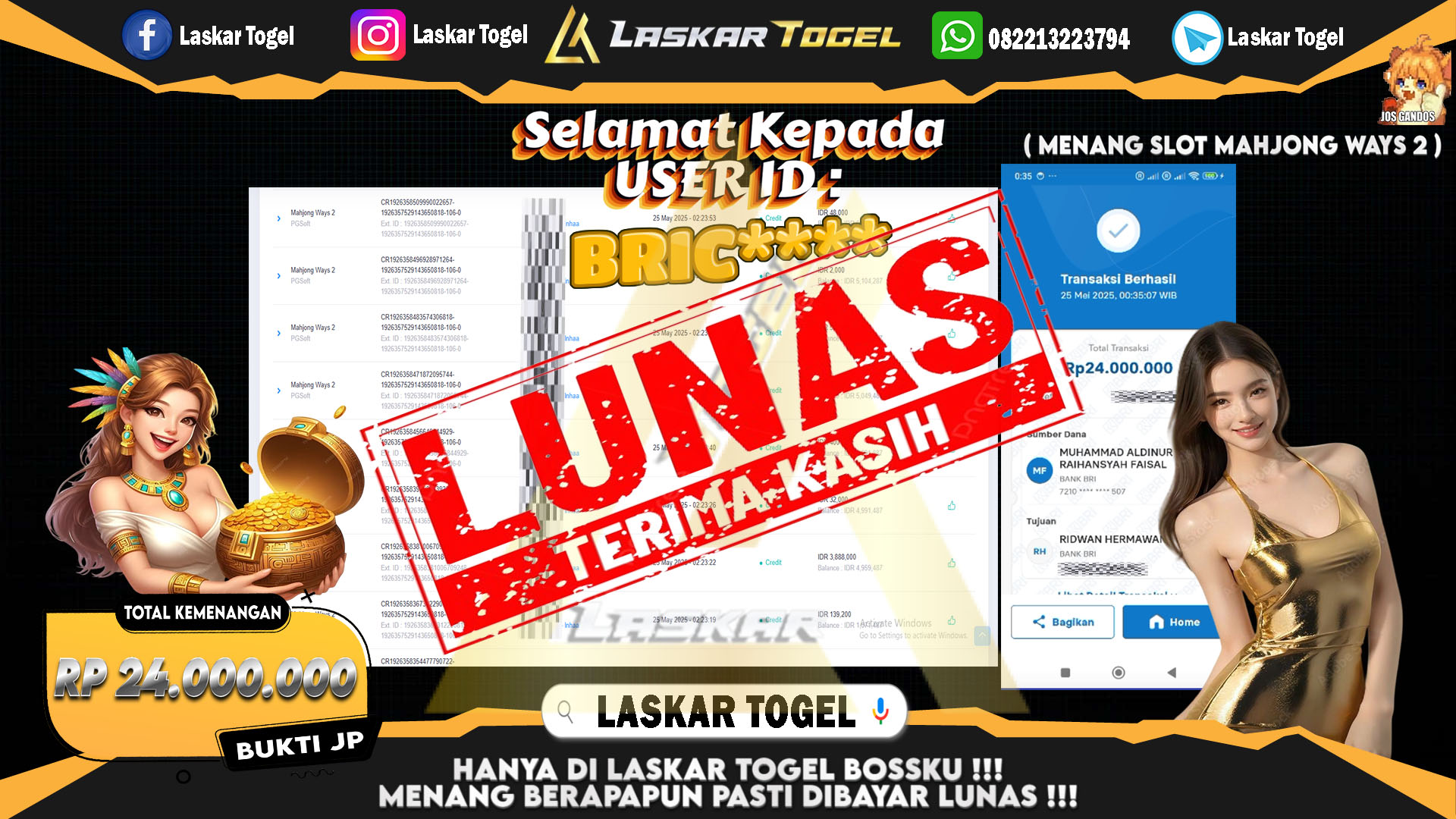 LASKARTOGEL JACKPOT SLOT MAHJONG WAYS 2 Rp.24.000.000.,- LUNAS