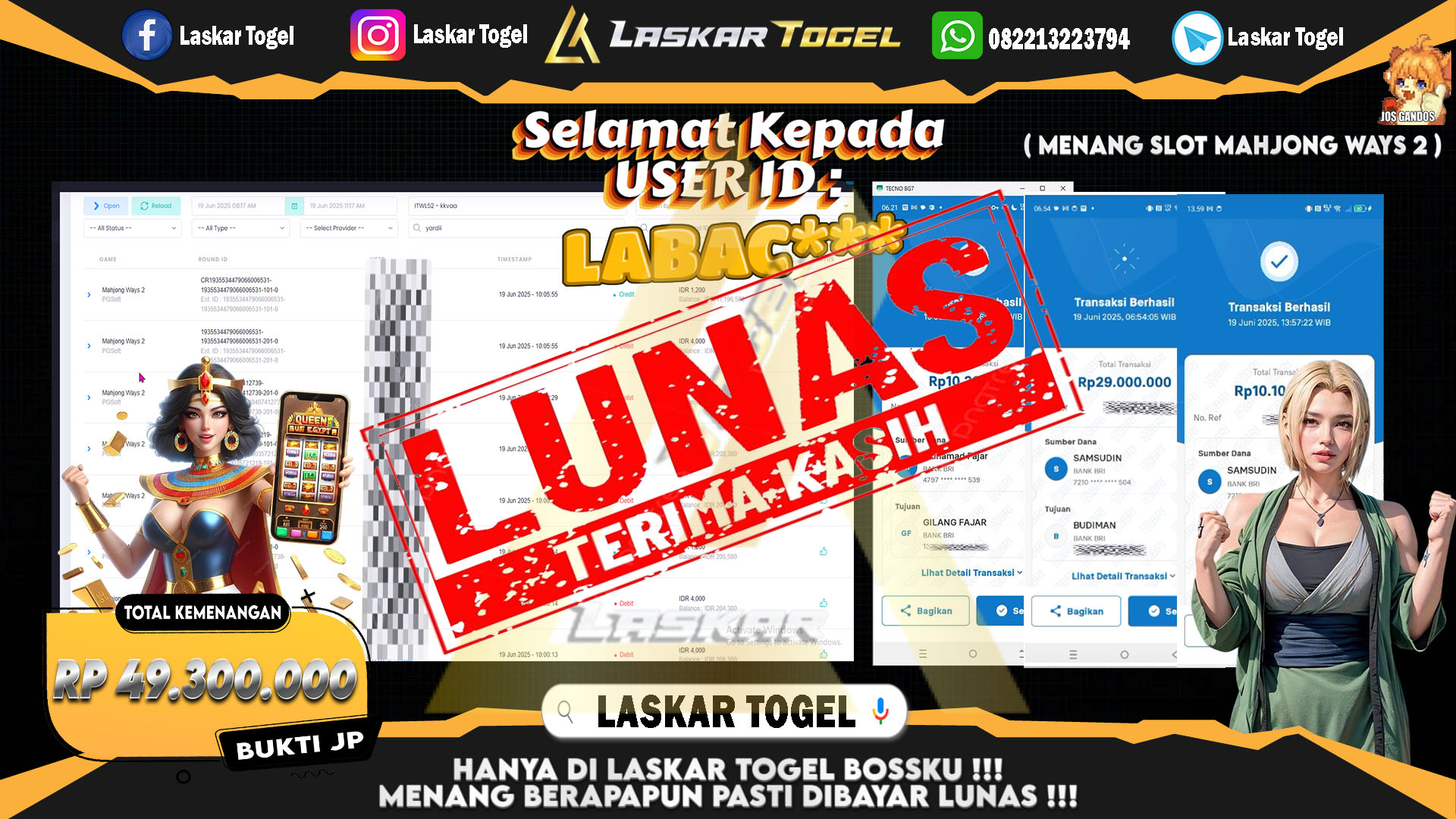 LASKARTOGEL JACKPOT SLOT MAHJONG WAYS 2 Rp.49.300.000.,- LUNAS