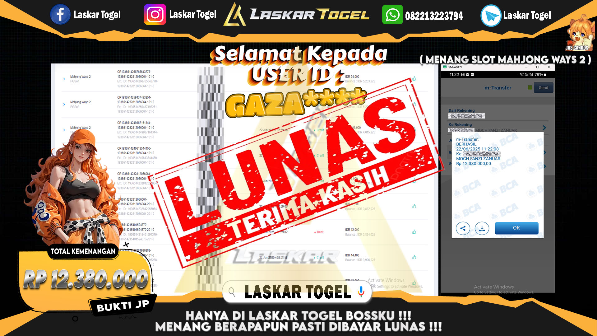 LASKARTOGEL JACKPOT SLOT MAHJONG WAYS 2 Rp.12.380.000.,- LUNAS