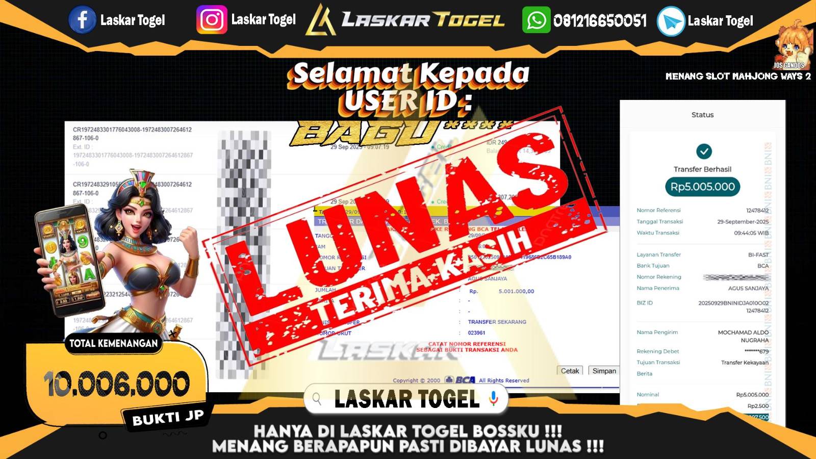 LASKARTOGEL JACKPOT SLOT MAHJONG WAYS 2 Rp.10.006.000,- LUNAS