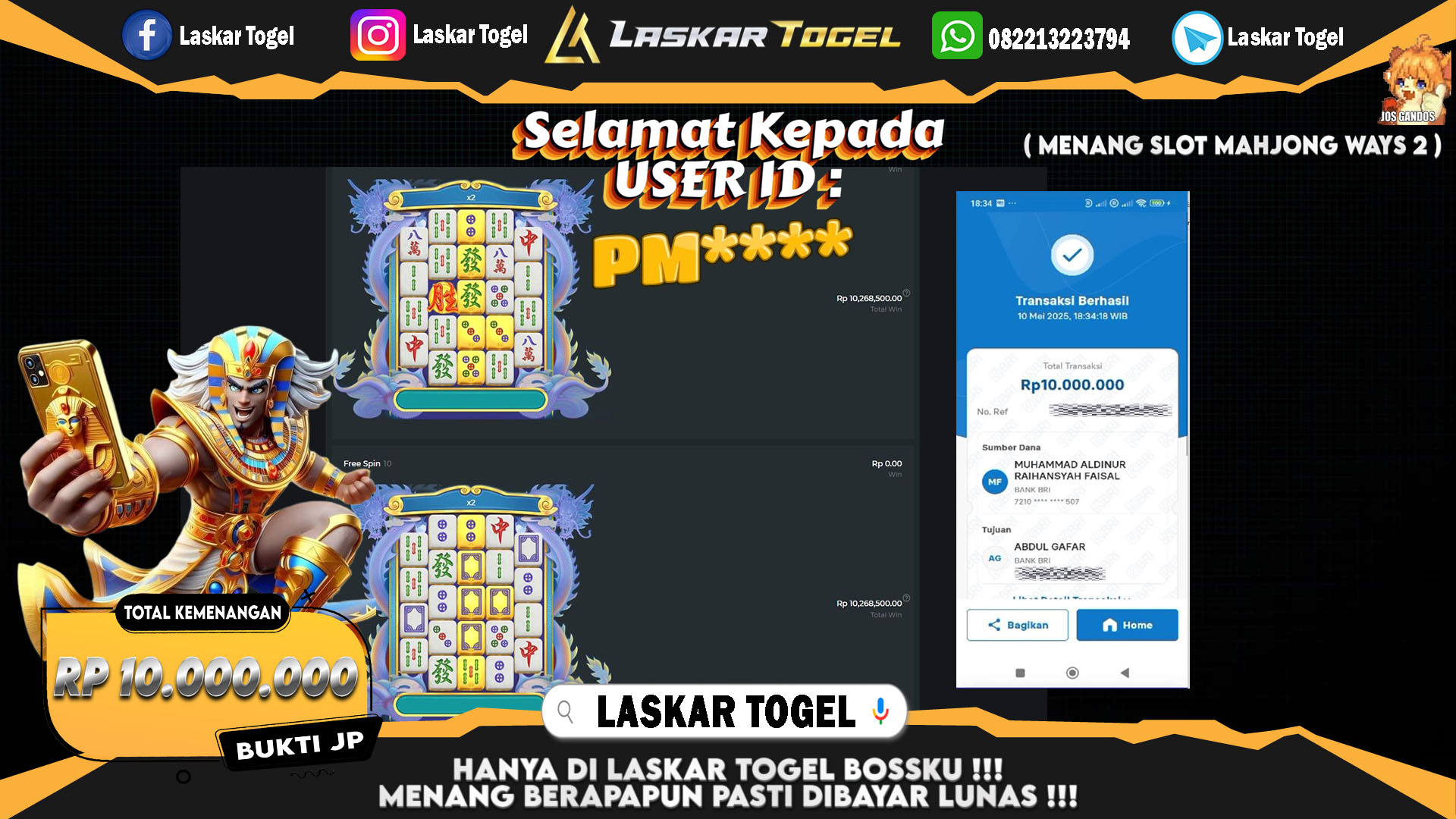 LASKARTOGEL JACKPOT SLOT MAHJONG WAYS 2 Rp.10.000.000.,- LUNAS