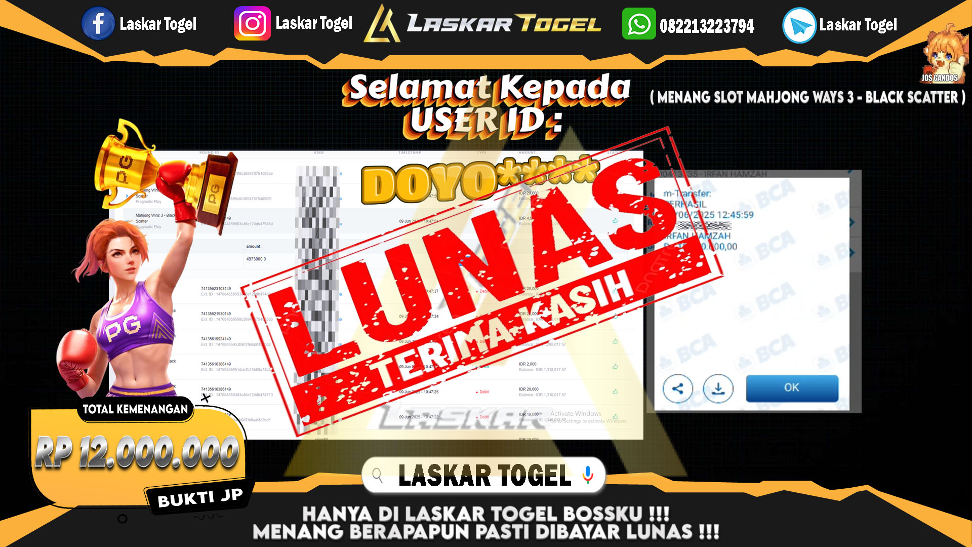 LASKARTOGEL JACKPOT SLOT MAHJONG WAYS 3 - BLACK SCATTER Rp.12.000.000.,- LUNAS