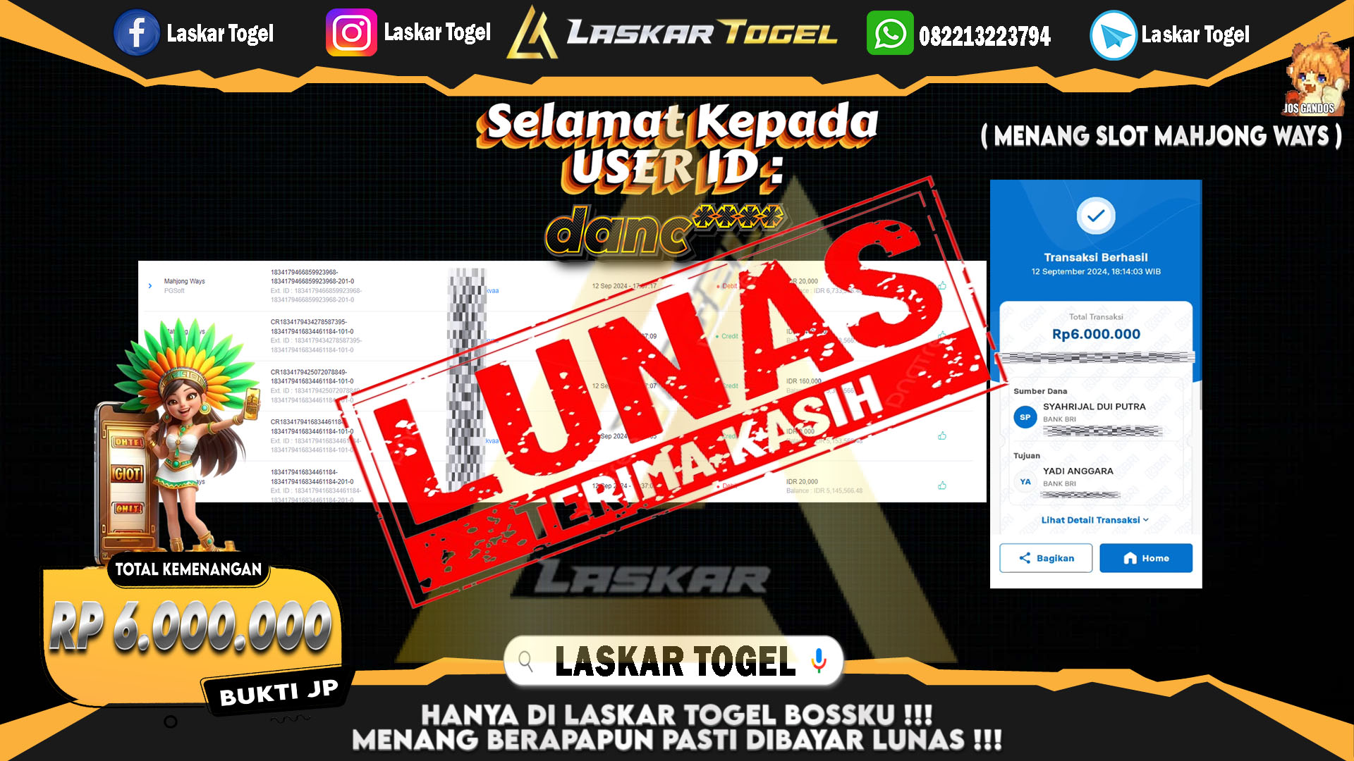 LASKARTOGEL JACKPOT TOGEL TOTO MACAU Rp.5.000.000.,- LUNAS