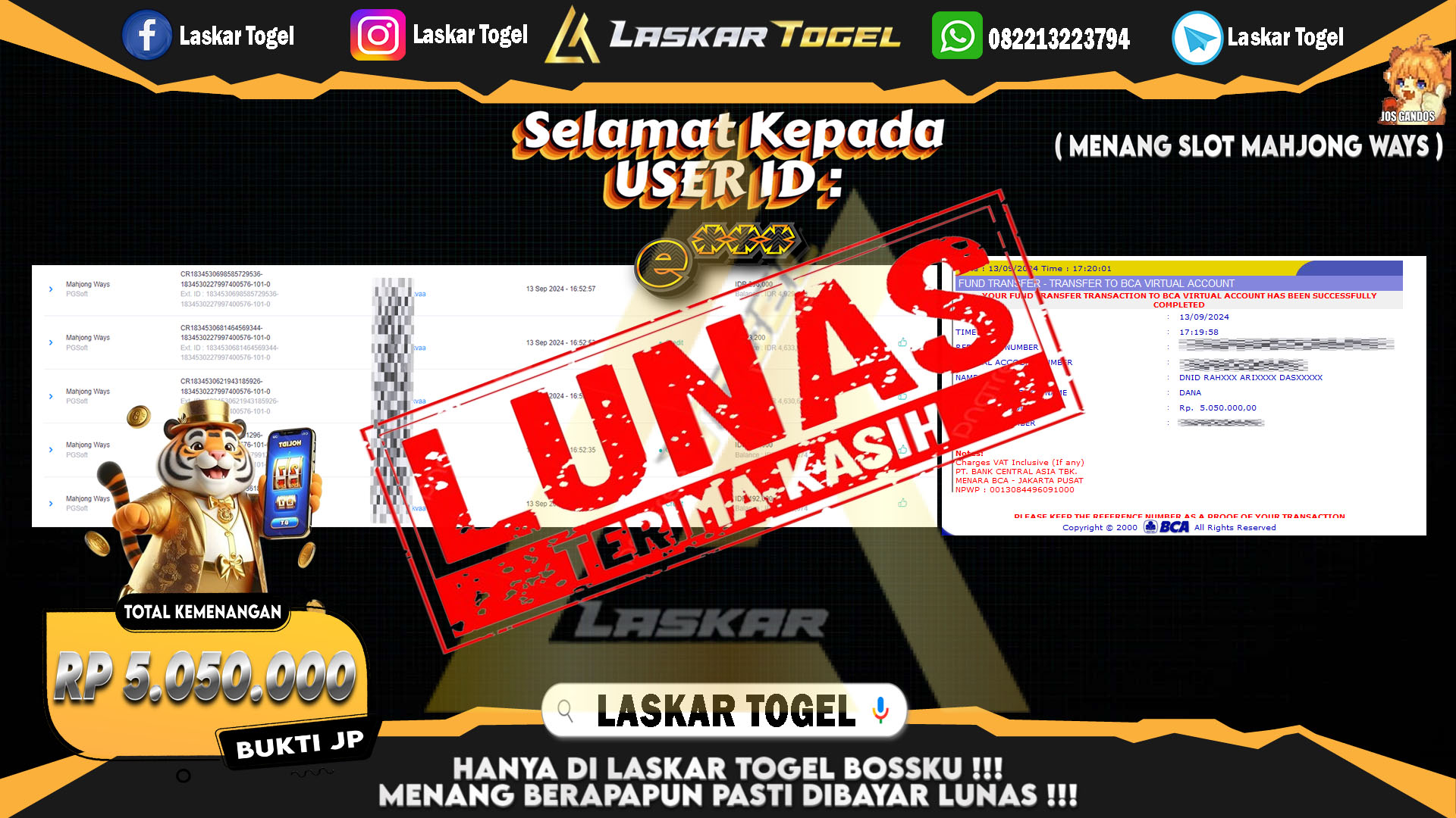 LASKARTOGEL JACKPOT TOGEL TOTO MACAU Rp.5.000.000.,- LUNAS