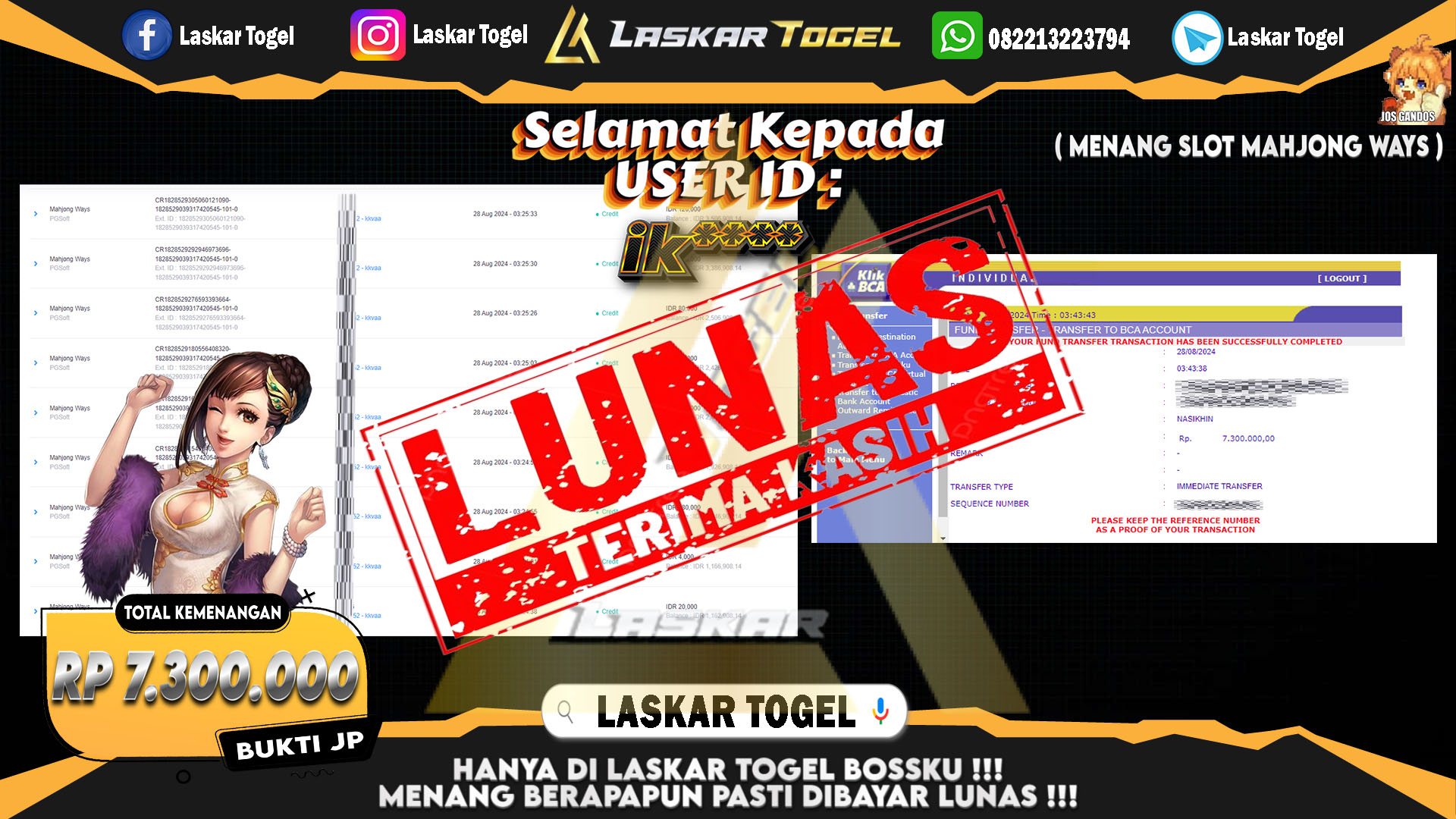 LASKARTOGEL JACKPOT TOGEL TOTO MACAU Rp.5.000.000.,- LUNAS