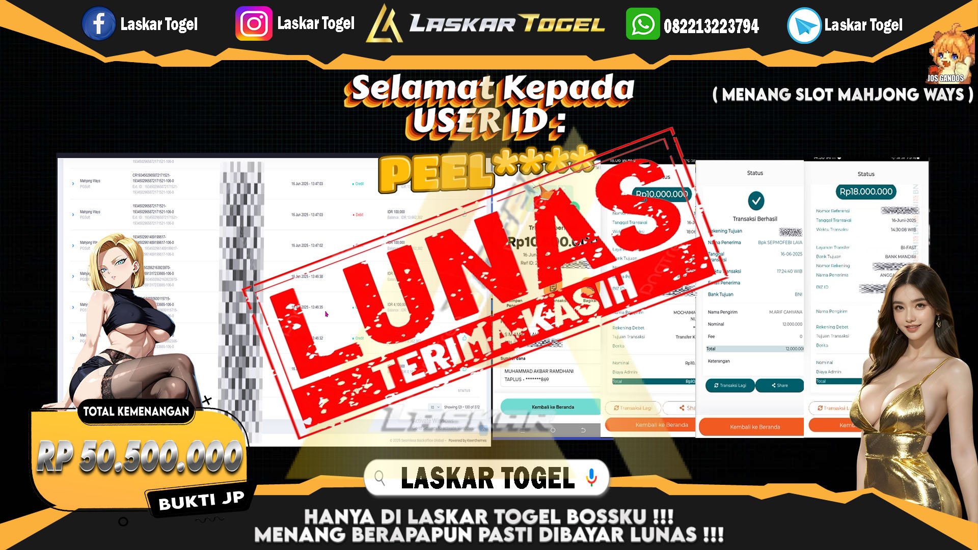 LASKARTOGEL JACKPOT SLOT MAHJONG WAYS Rp.50.500.000.,- LUNAS