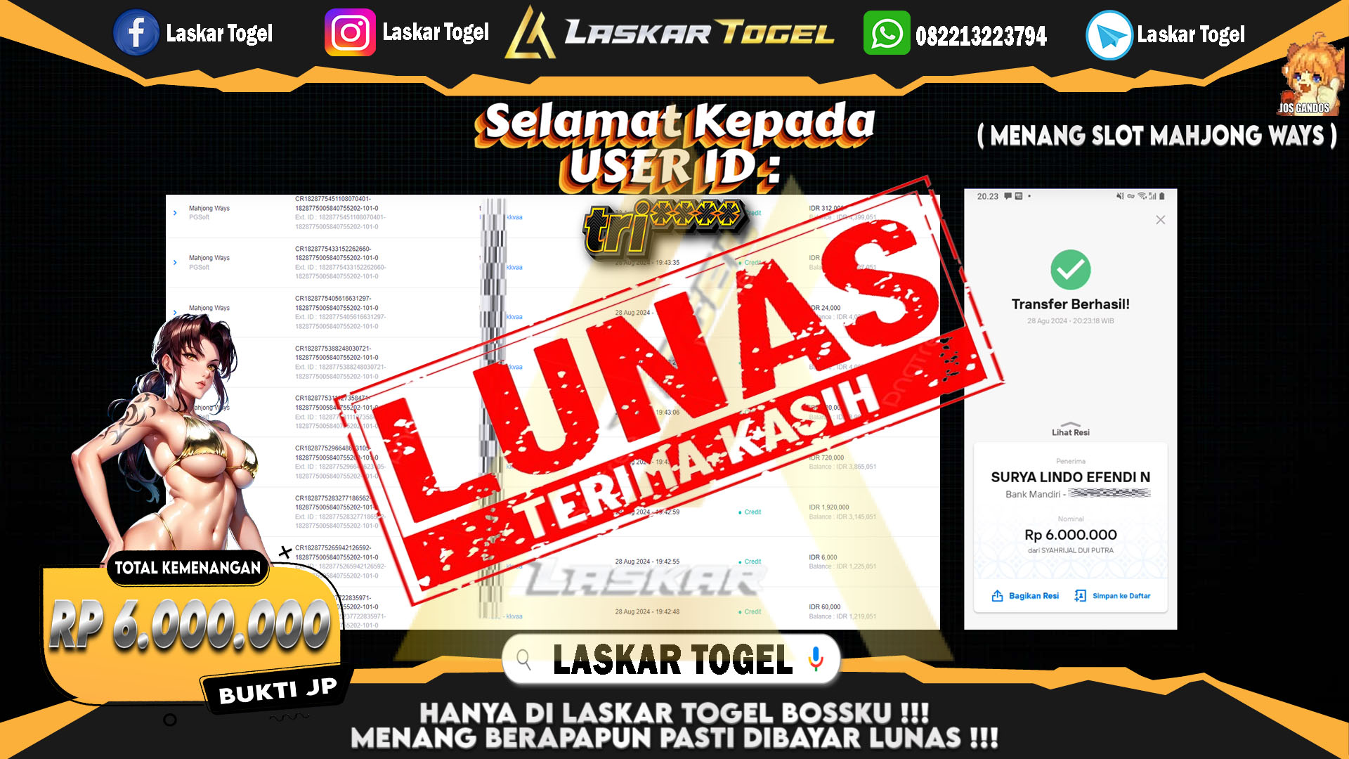 LASKARTOGEL JACKPOT TOGEL TOTO MACAU Rp.5.000.000.,- LUNAS