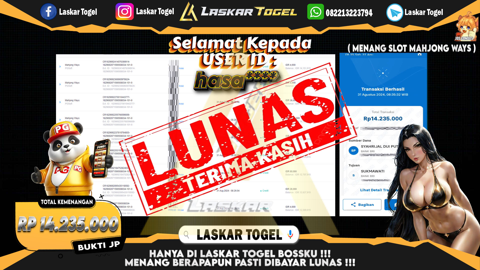 LASKARTOGEL JACKPOT TOGEL TOTO MACAU Rp.5.000.000.,- LUNAS