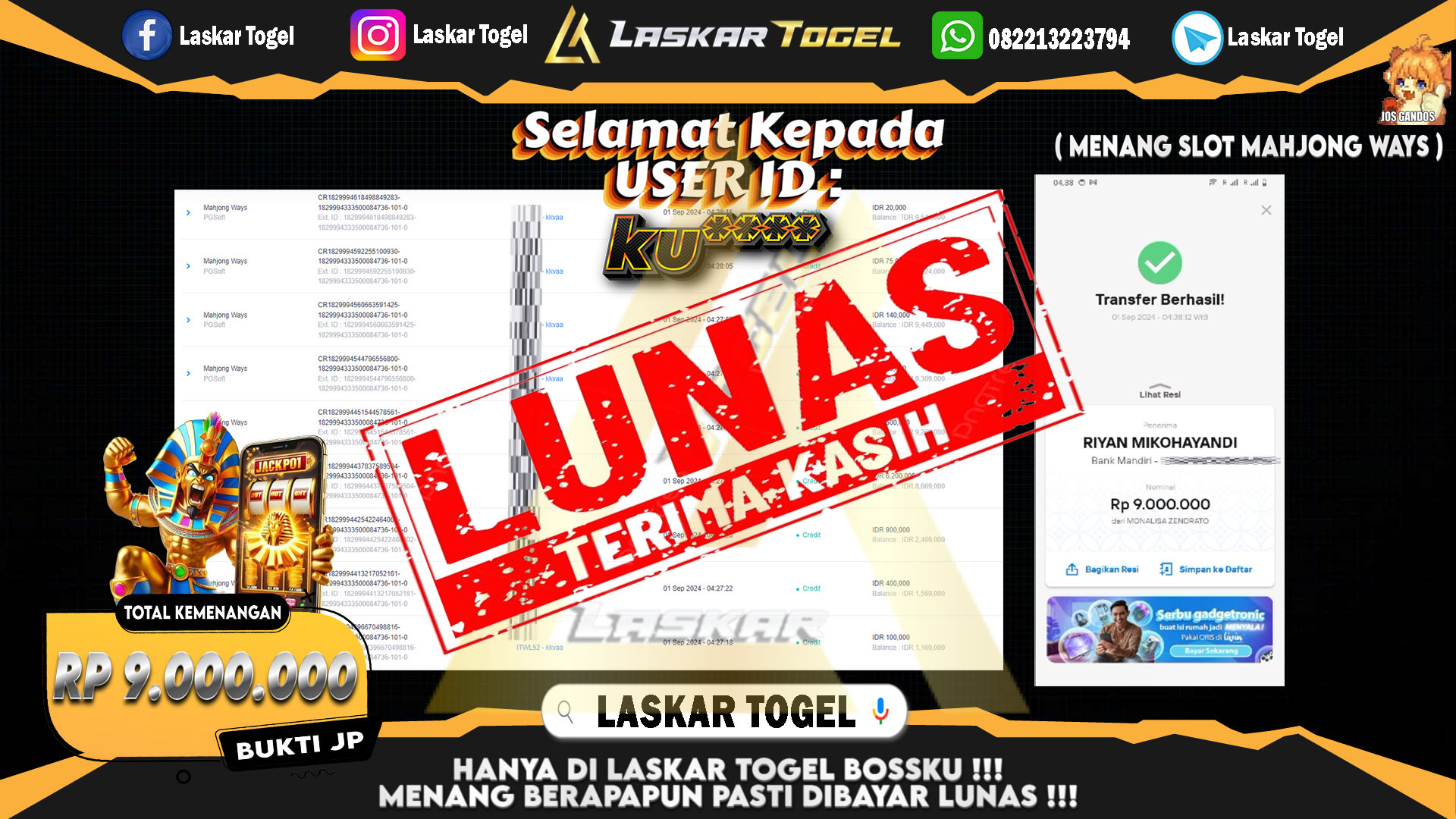 LASKARTOGEL JACKPOT TOGEL TOTO MACAU Rp.5.000.000.,- LUNAS