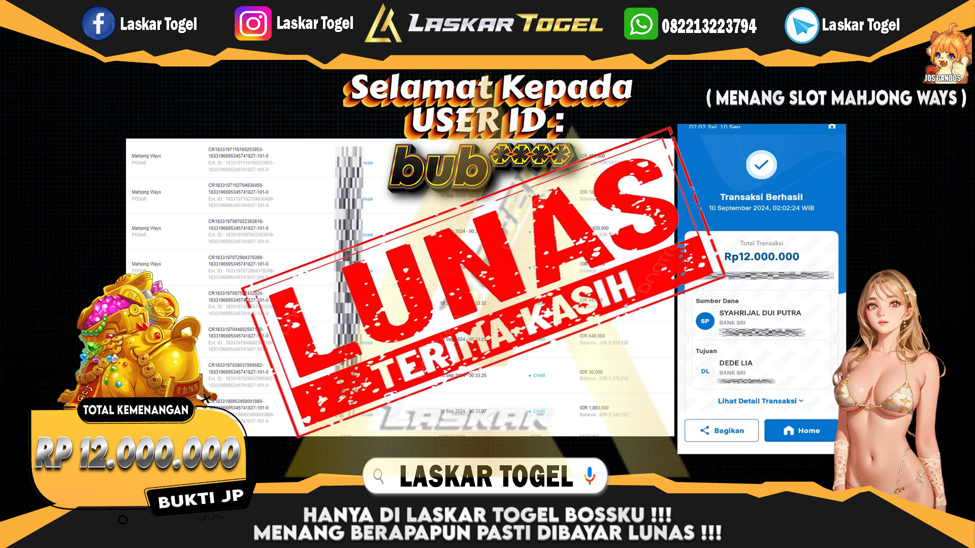 LASKARTOGEL JACKPOT TOGEL TOTO MACAU Rp.5.000.000.,- LUNAS