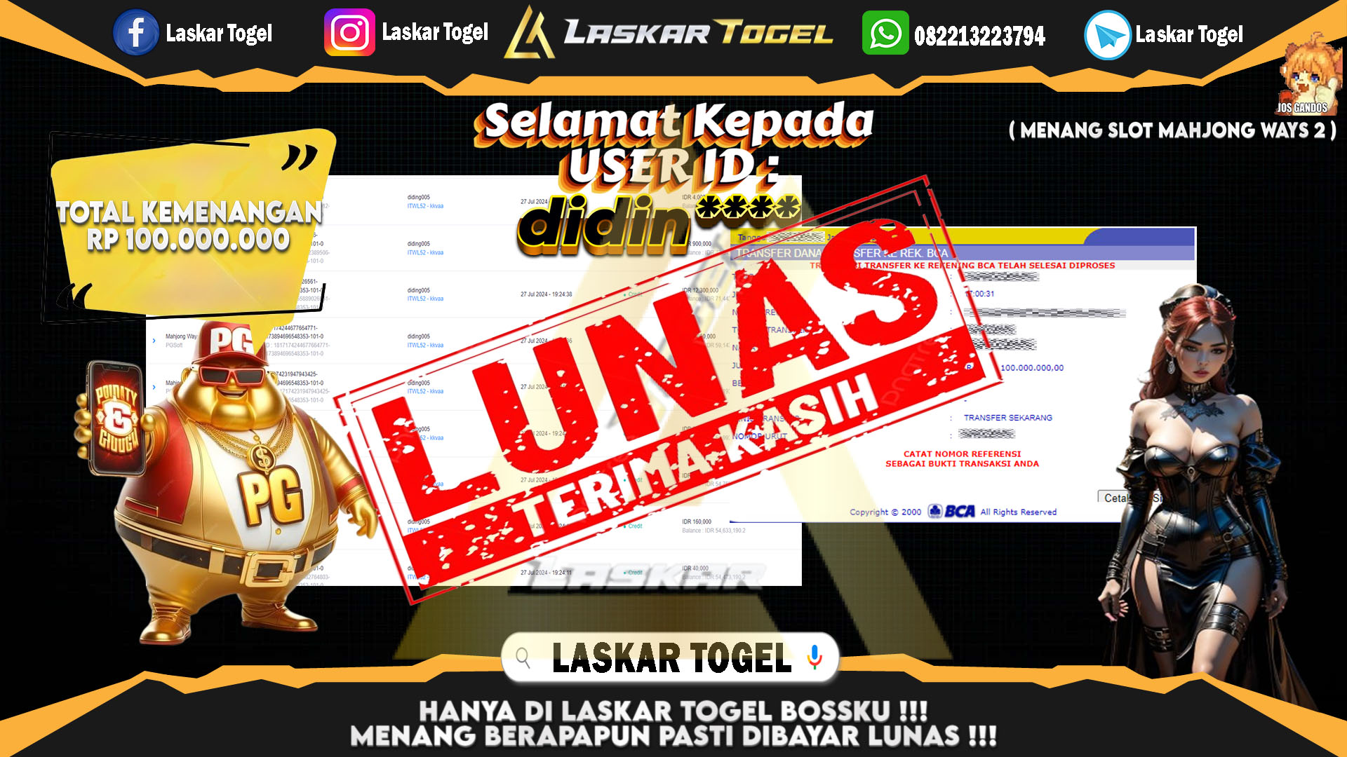 LASKARTOGEL JACKPOT TOGEL TOTO MACAU Rp.5.000.000.,- LUNAS