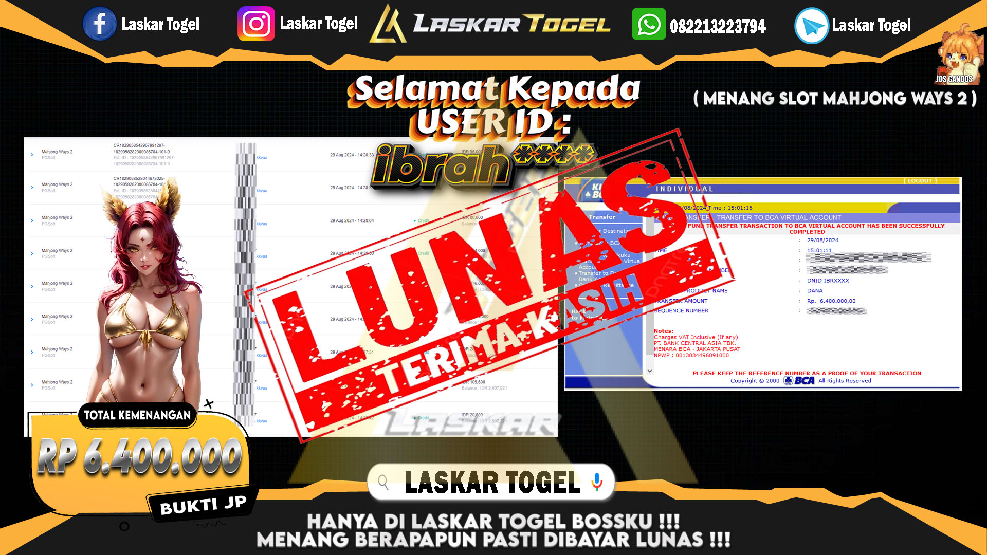 LASKARTOGEL JACKPOT TOGEL TOTO MACAU Rp.5.000.000.,- LUNAS