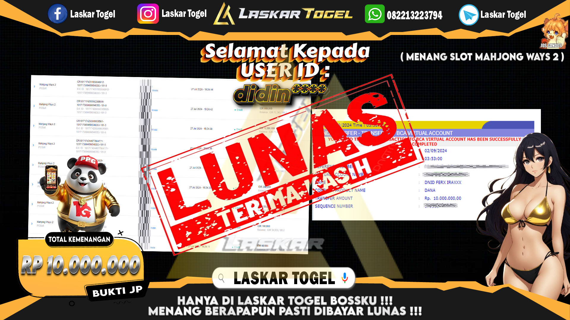 LASKARTOGEL JACKPOT TOGEL TOTO MACAU Rp.5.000.000.,- LUNAS