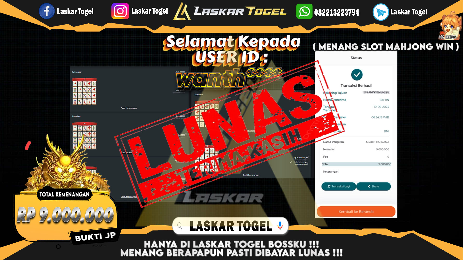 LASKARTOGEL JACKPOT TOGEL TOTO MACAU Rp.5.000.000.,- LUNAS