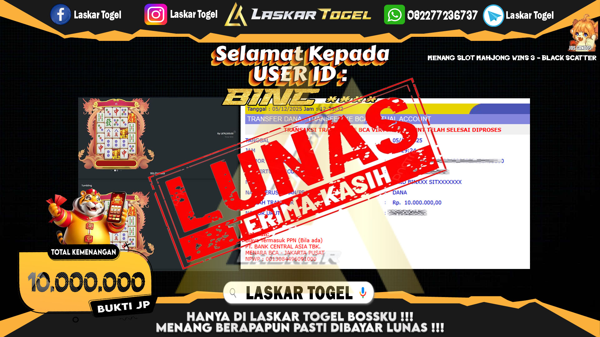 LASKARTOGEL JACKPOT SLOT MAHJONG WAYS 3 - BLACK SCATTER Rp.10.000.000,- LUNAS