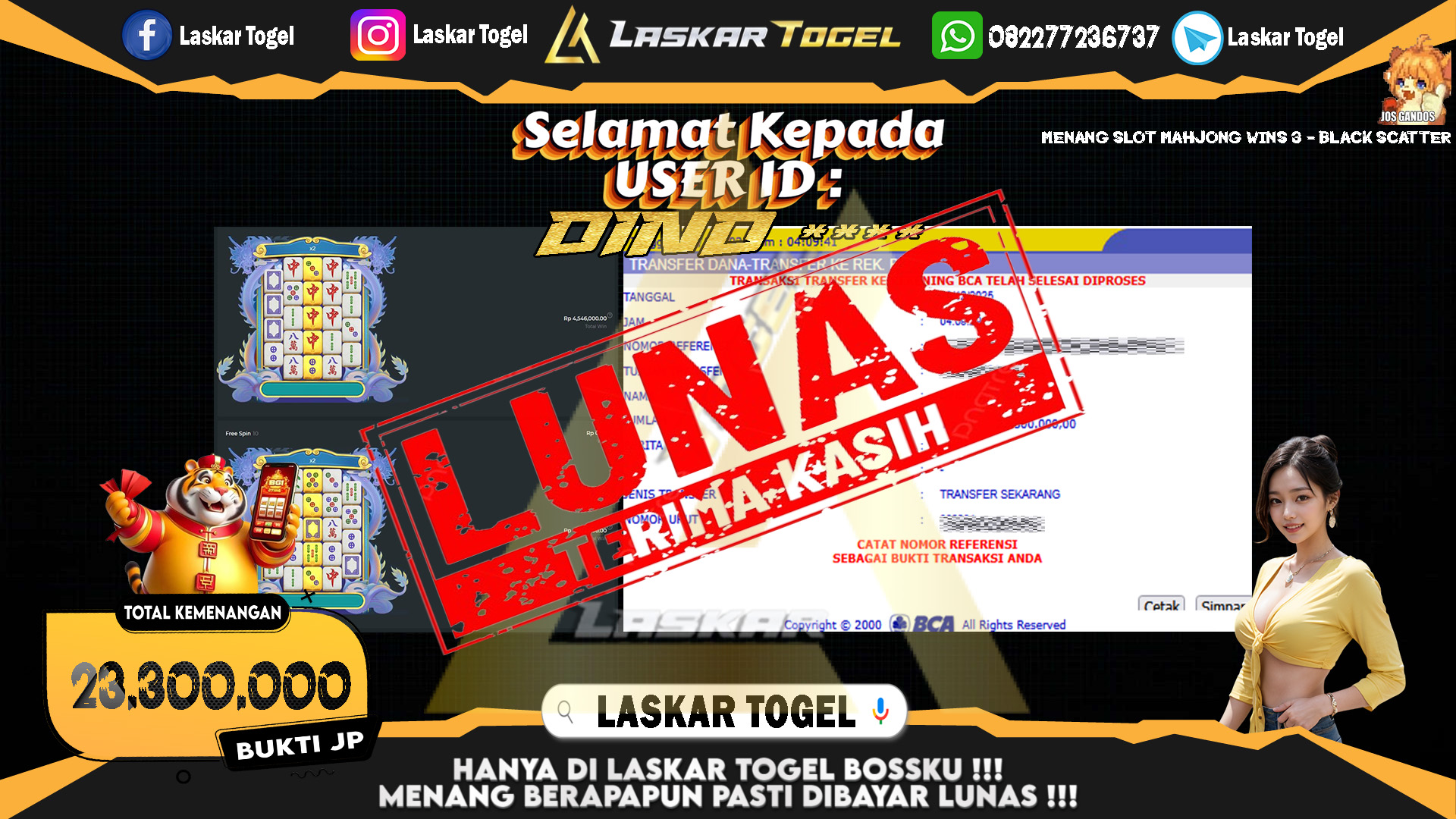 LASKARTOGEL JACKPOT SLOT MAHJONG WINS 3 - BLACK SCATTER Rp.23.300.000,- LUNAS