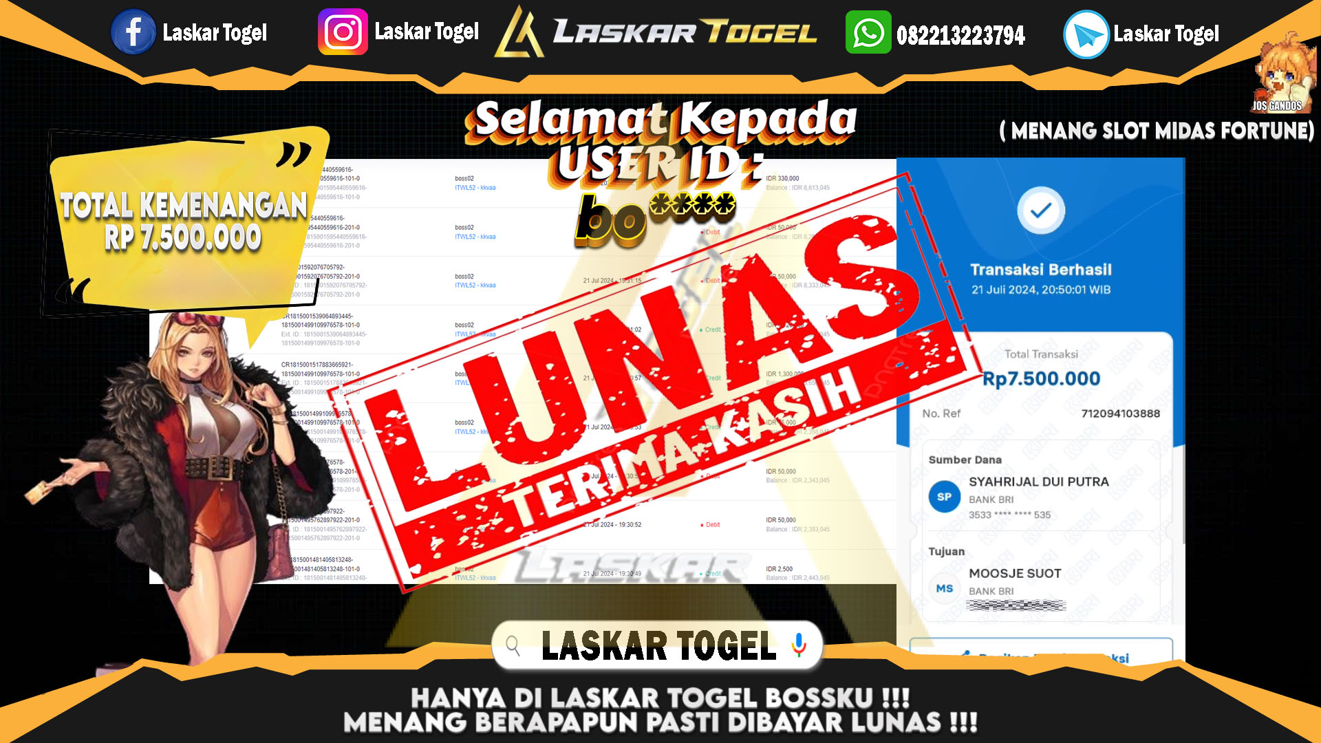 LASKARTOGEL JACKPOT TOGEL TOTO MACAU Rp.5.000.000.,- LUNAS