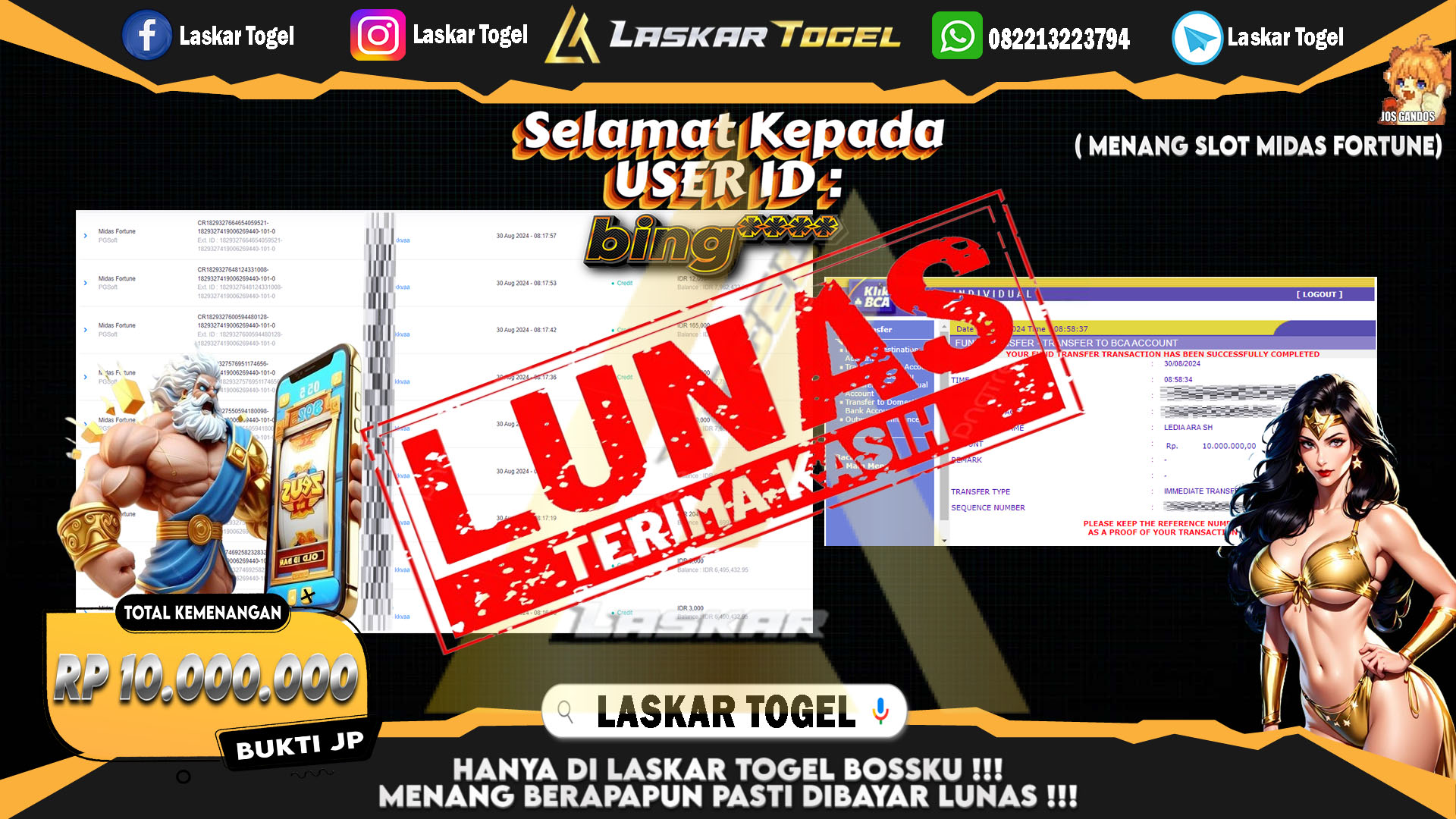 LASKARTOGEL JACKPOT TOGEL TOTO MACAU Rp.5.000.000.,- LUNAS