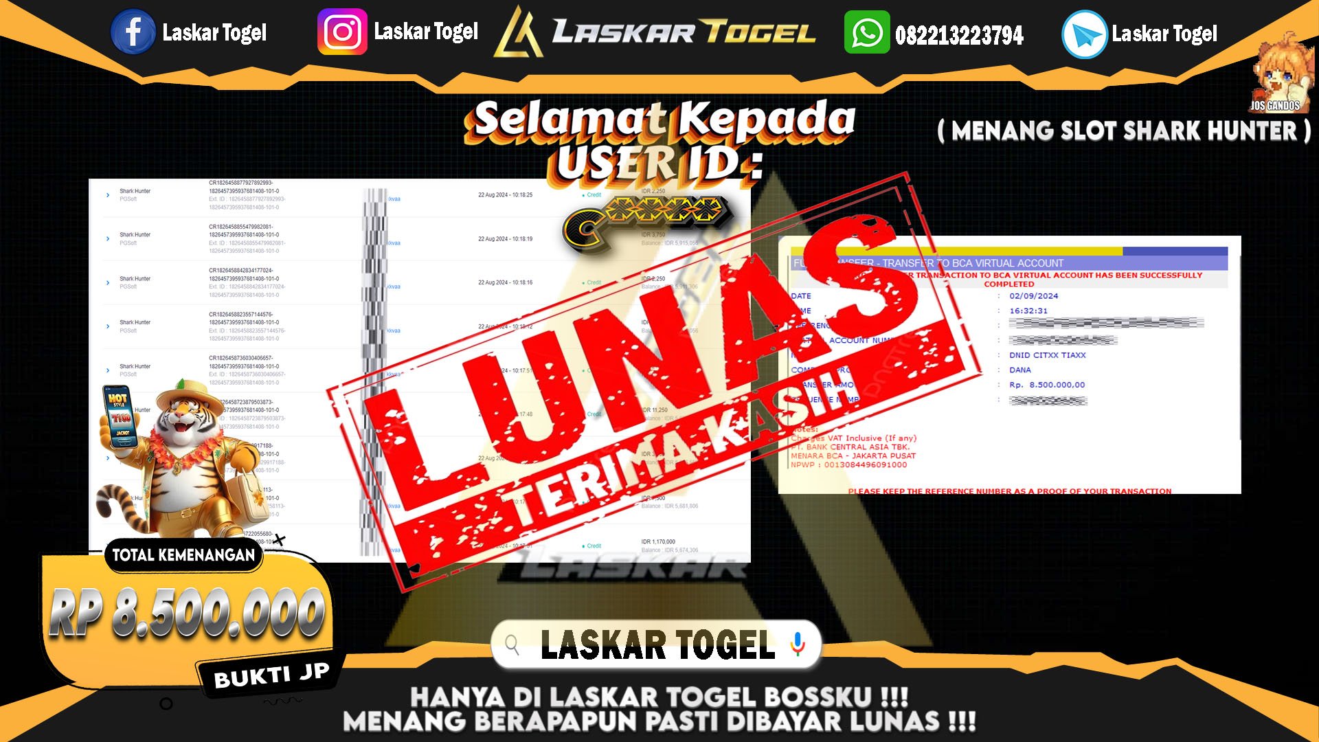 LASKARTOGEL JACKPOT TOGEL TOTO MACAU Rp.5.000.000.,- LUNAS