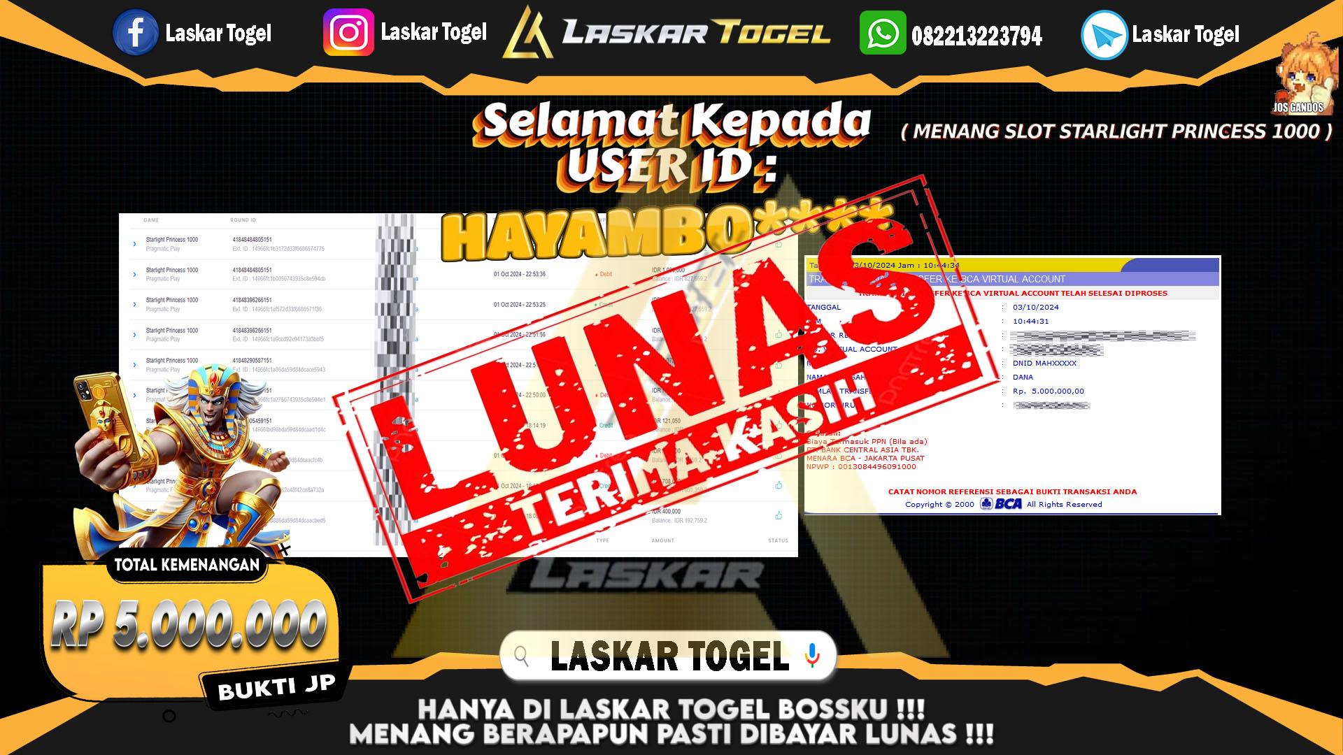 LASKARTOGEL JACKPOT SLOT STARLIGHT PRINCESS 1000 Rp.5.000.000.,- LUNAS