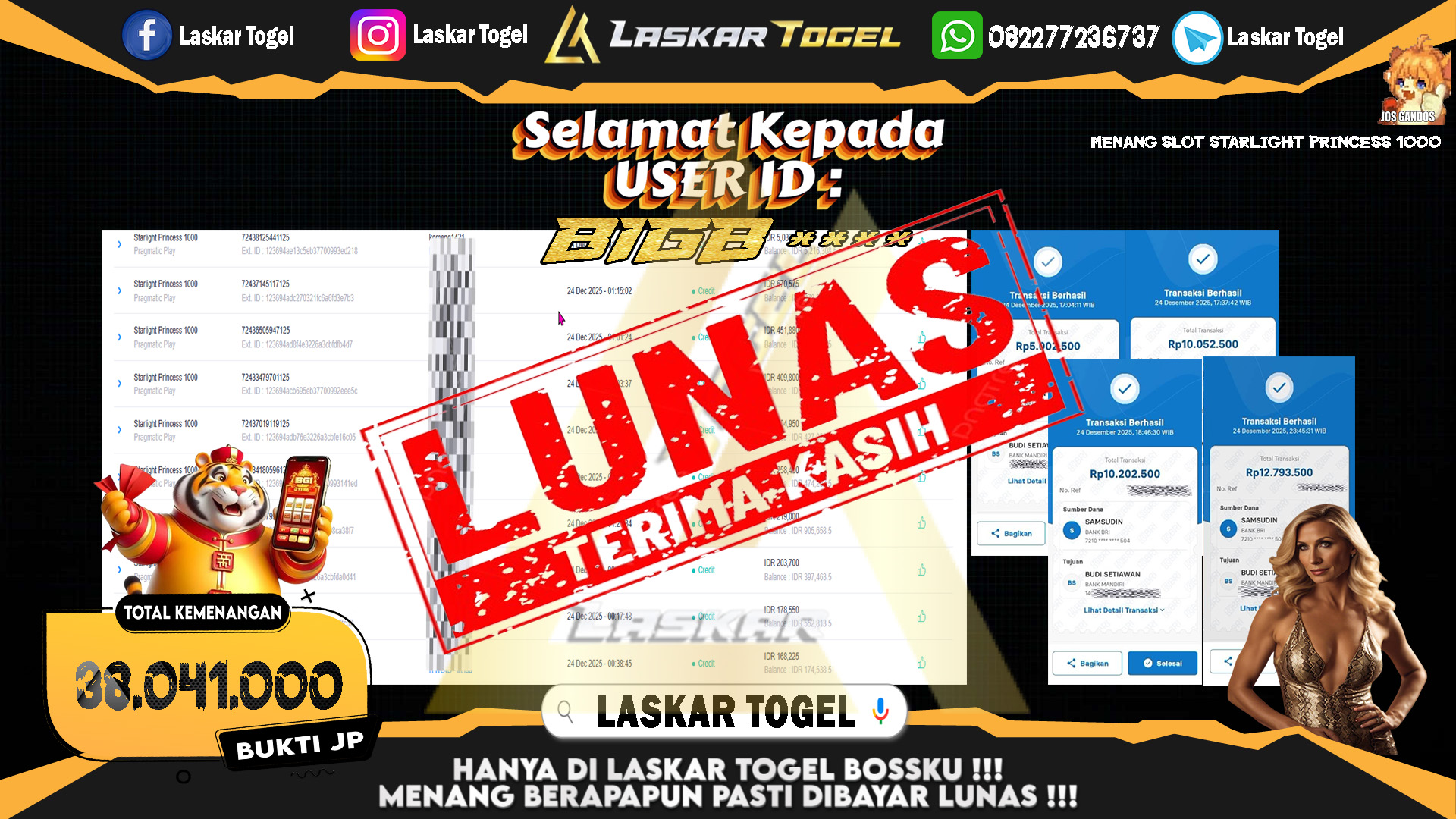 LASKARTOGEL JACKPOT SLOT STARLIGHT PRINCESS 1000 Rp.38.041.000,- LUNAS