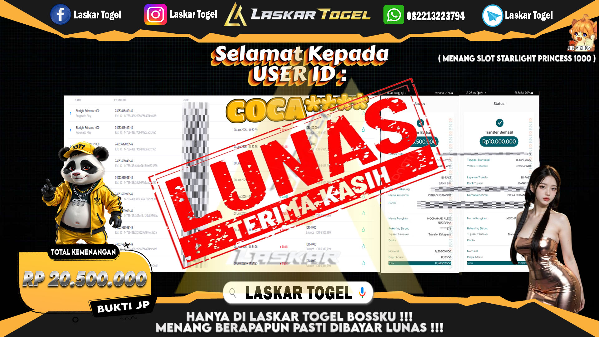 LASKARTOGEL JACKPOT SLOT STARLIGHT PRINCESS 1000 Rp.20.500.000.,- LUNAS