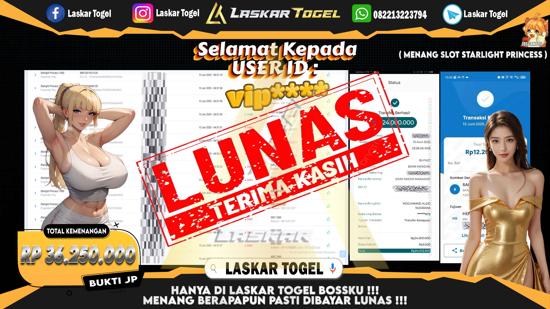 LASKARTOGEL JACKPOT SLOT STARLIGHT PRINCESS 1000 Rp.36.250.000.,- LUNAS