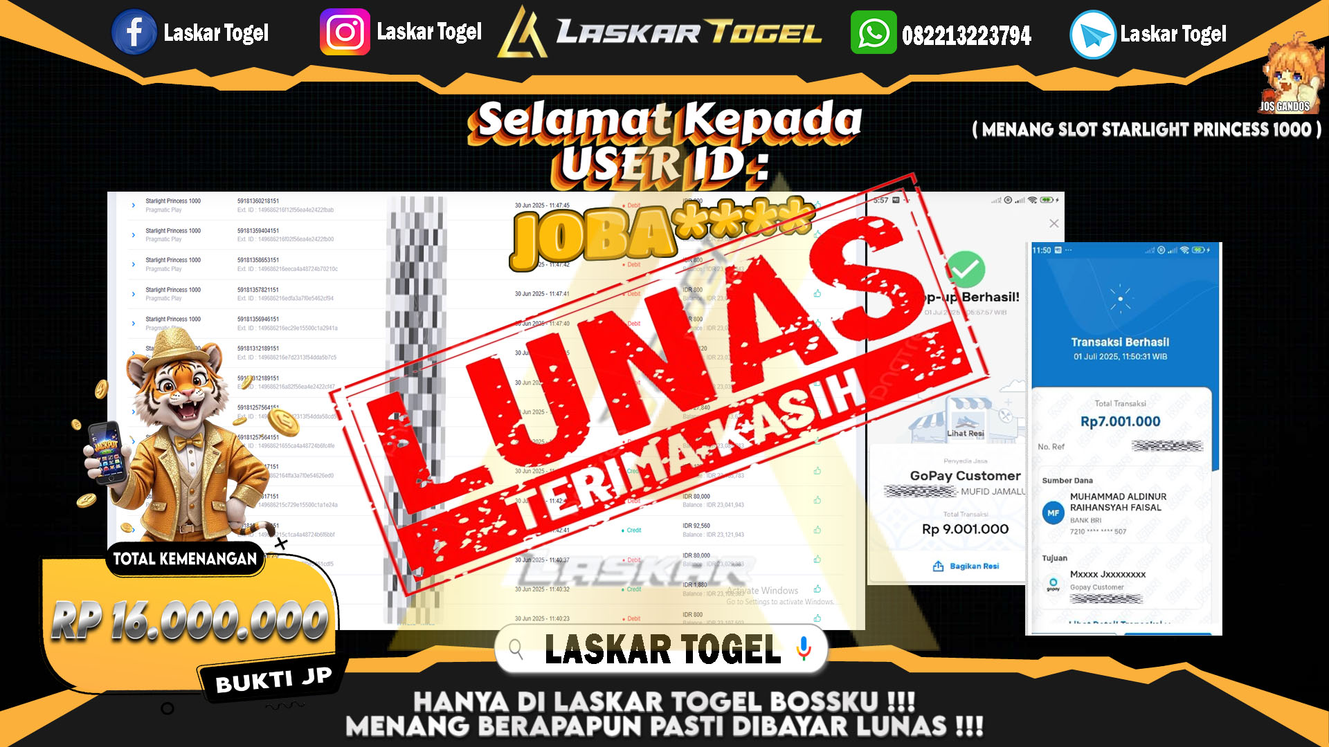 LASKARTOGEL JACKPOT SLOT STARLIGHT PRINCESS 1000 Rp.16.000.000.,- LUNAS