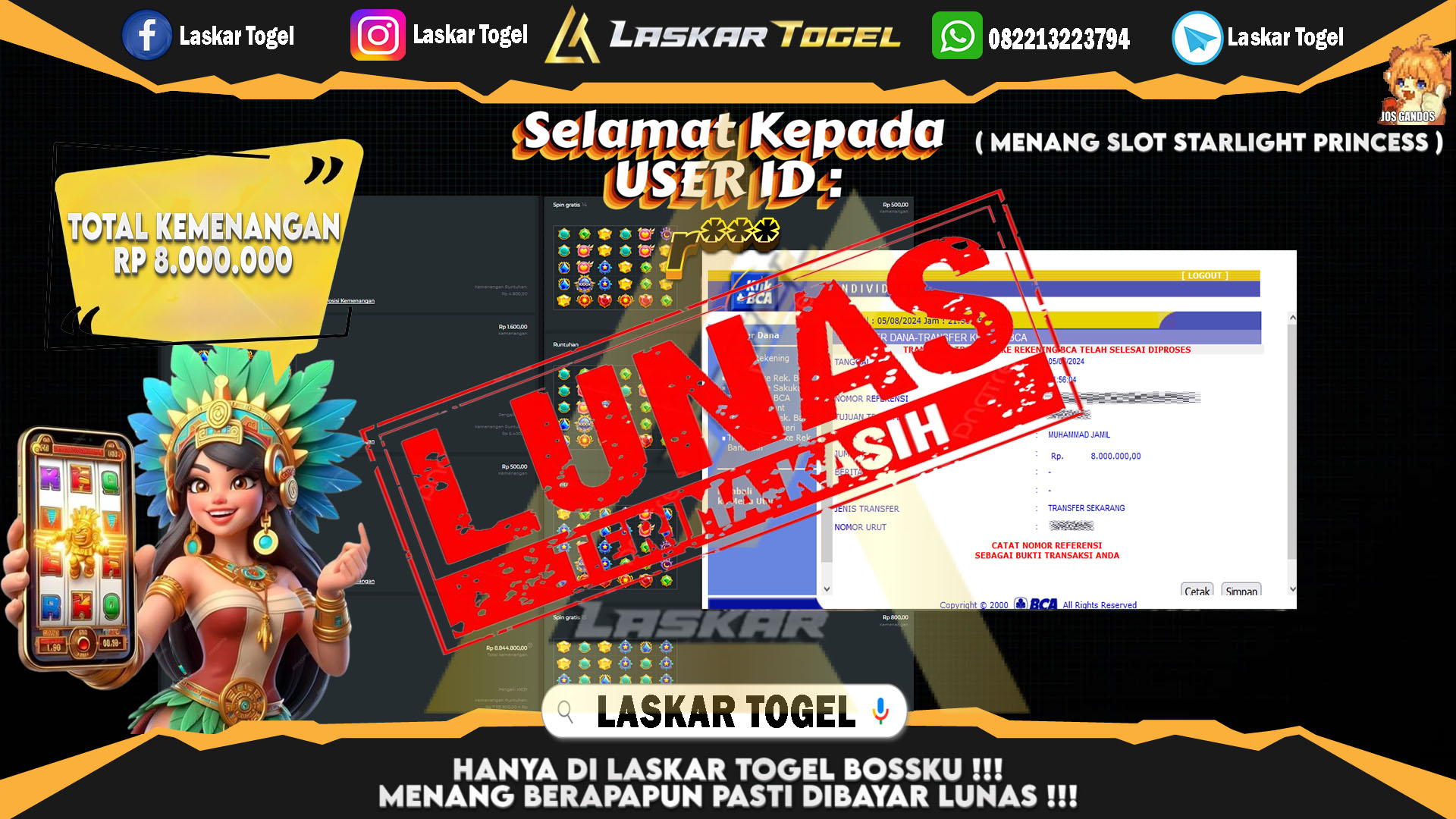 LASKARTOGEL JACKPOT TOGEL TOTO MACAU Rp.5.000.000.,- LUNAS