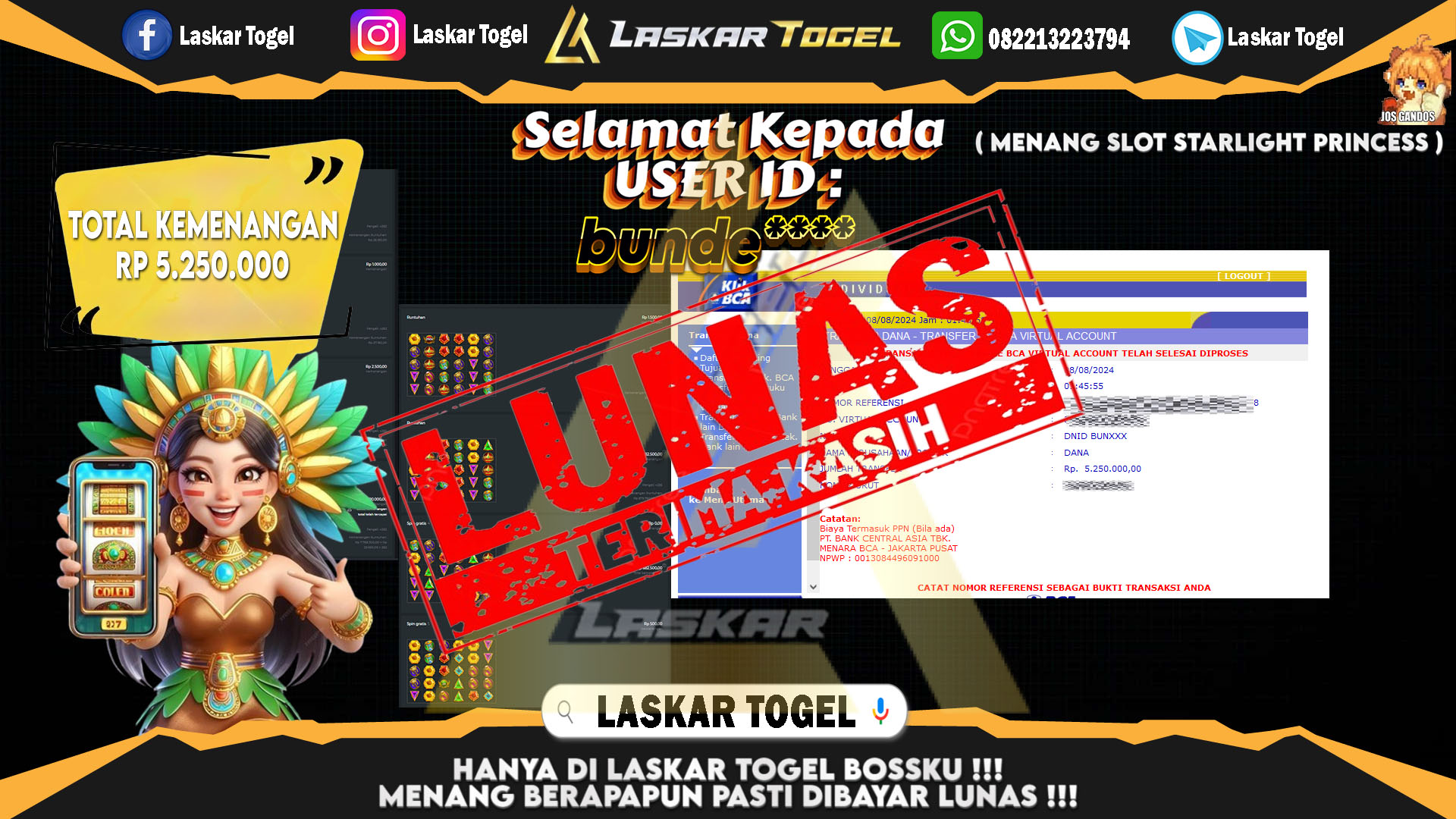 LASKARTOGEL JACKPOT TOGEL TOTO MACAU Rp.5.000.000.,- LUNAS