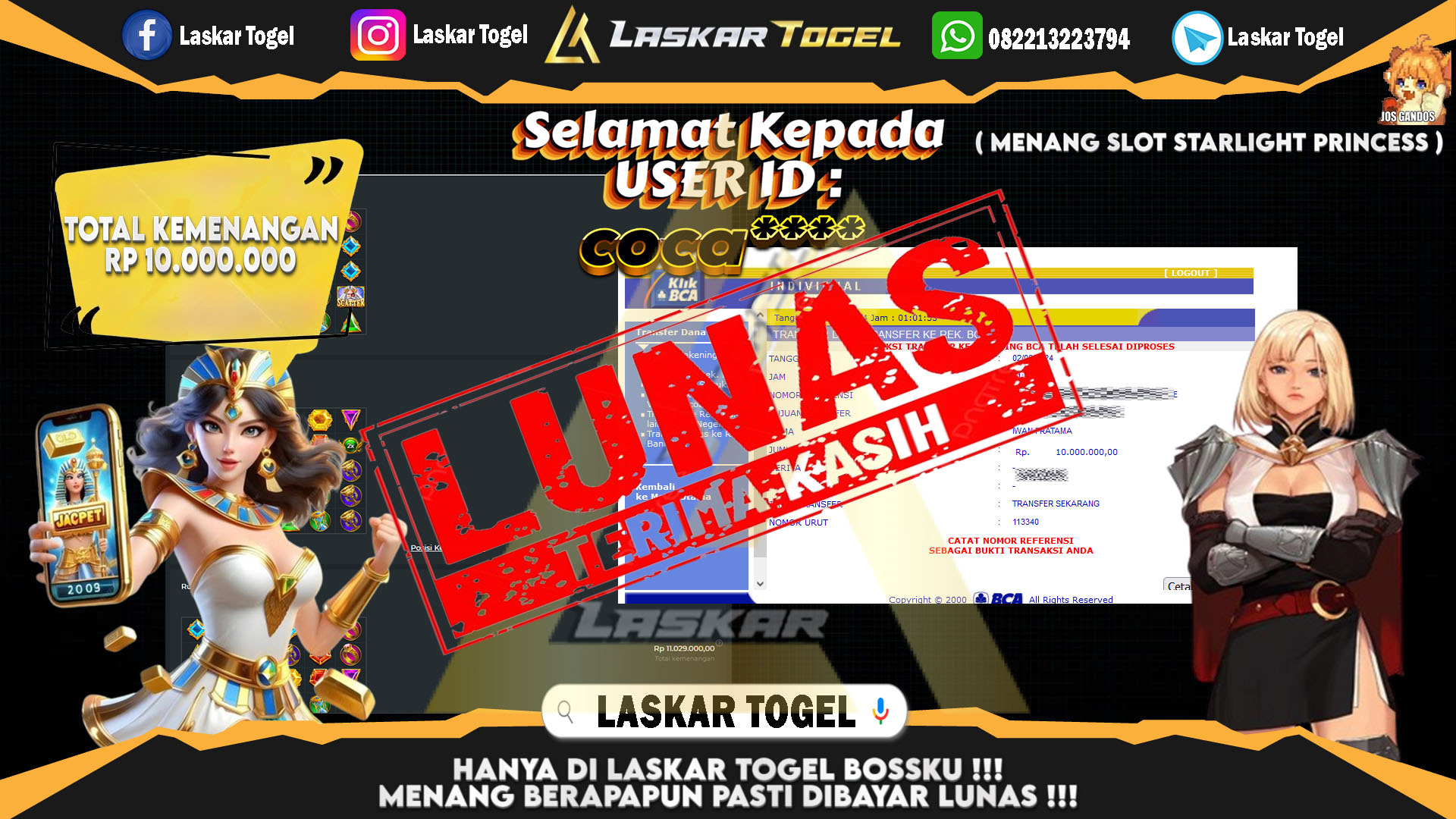 LASKARTOGEL JACKPOT TOGEL TOTO MACAU Rp.5.000.000.,- LUNAS