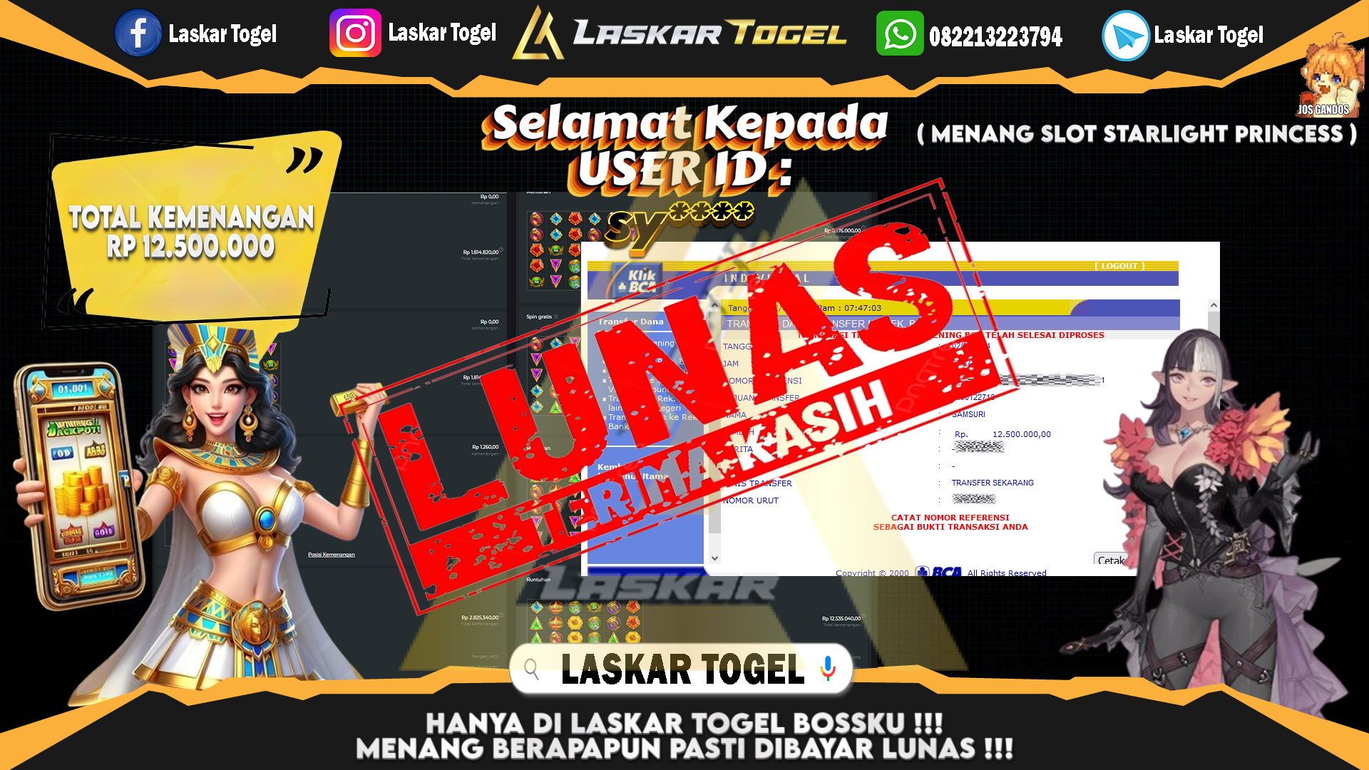 LASKARTOGEL JACKPOT TOGEL TOTO MACAU Rp.5.000.000.,- LUNAS