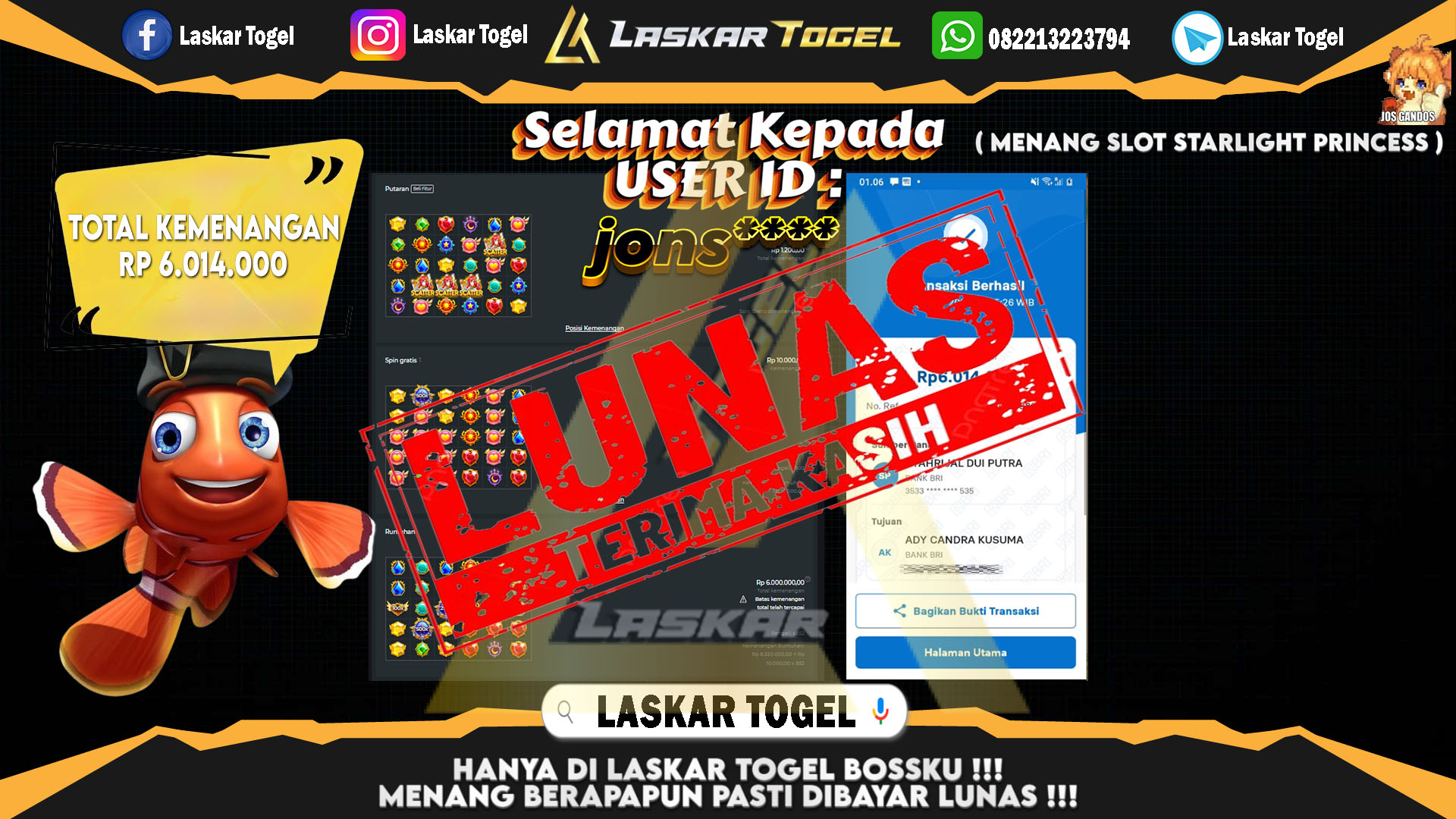 LASKARTOGEL JACKPOT TOGEL TOTO MACAU Rp.5.000.000.,- LUNAS
