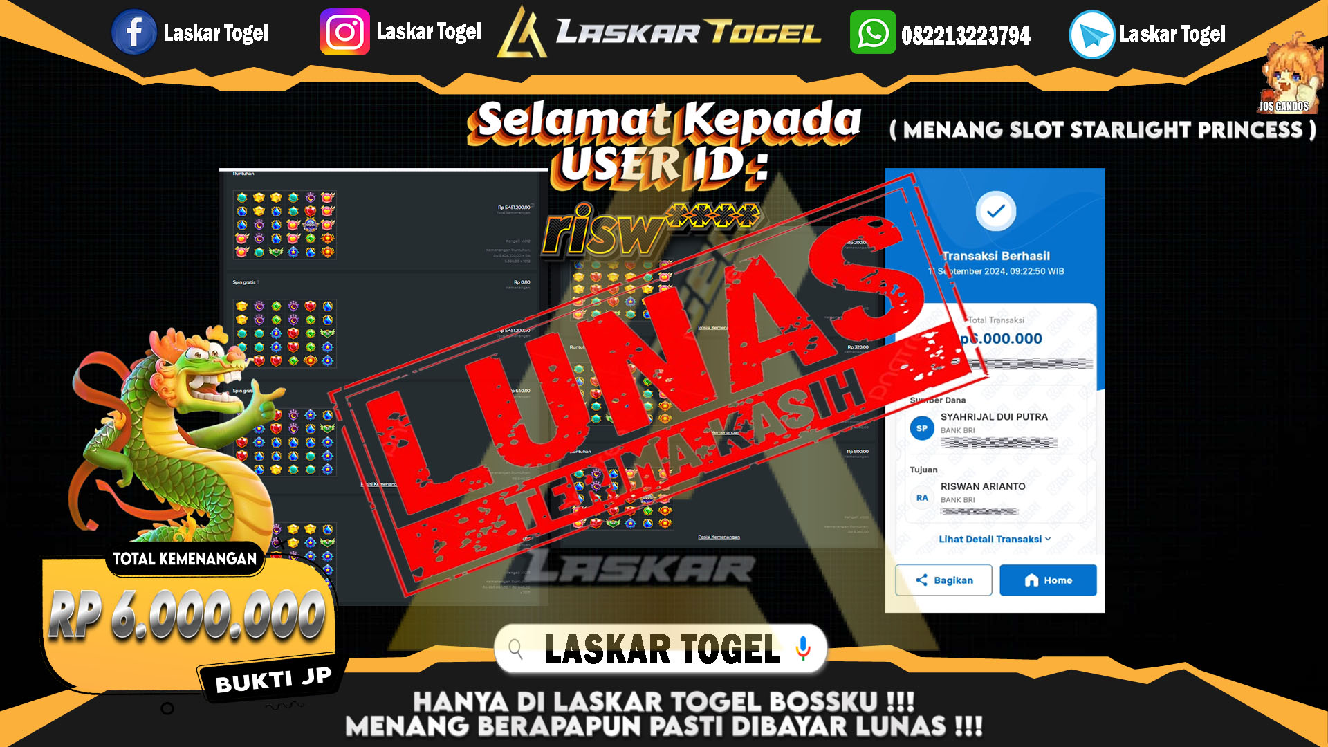 LASKARTOGEL JACKPOT TOGEL TOTO MACAU Rp.5.000.000.,- LUNAS