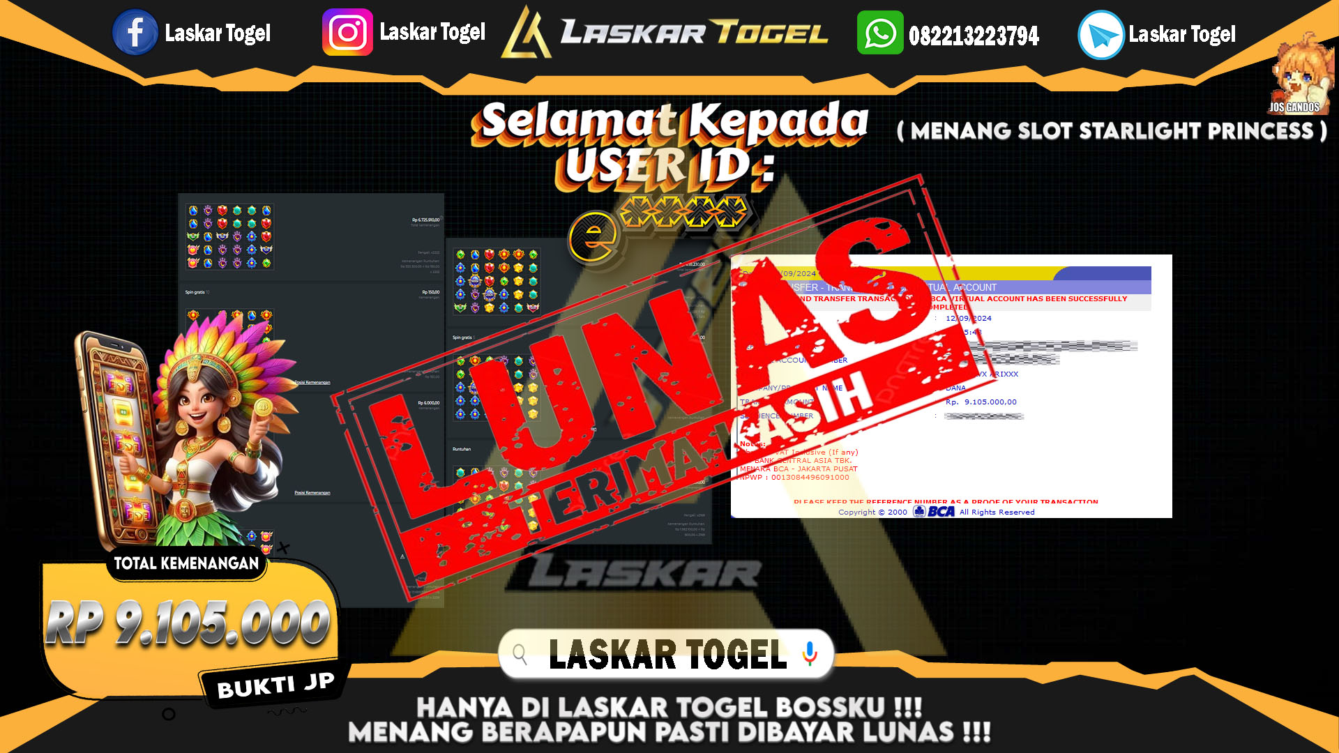 LASKARTOGEL JACKPOT TOGEL TOTO MACAU Rp.5.000.000.,- LUNAS