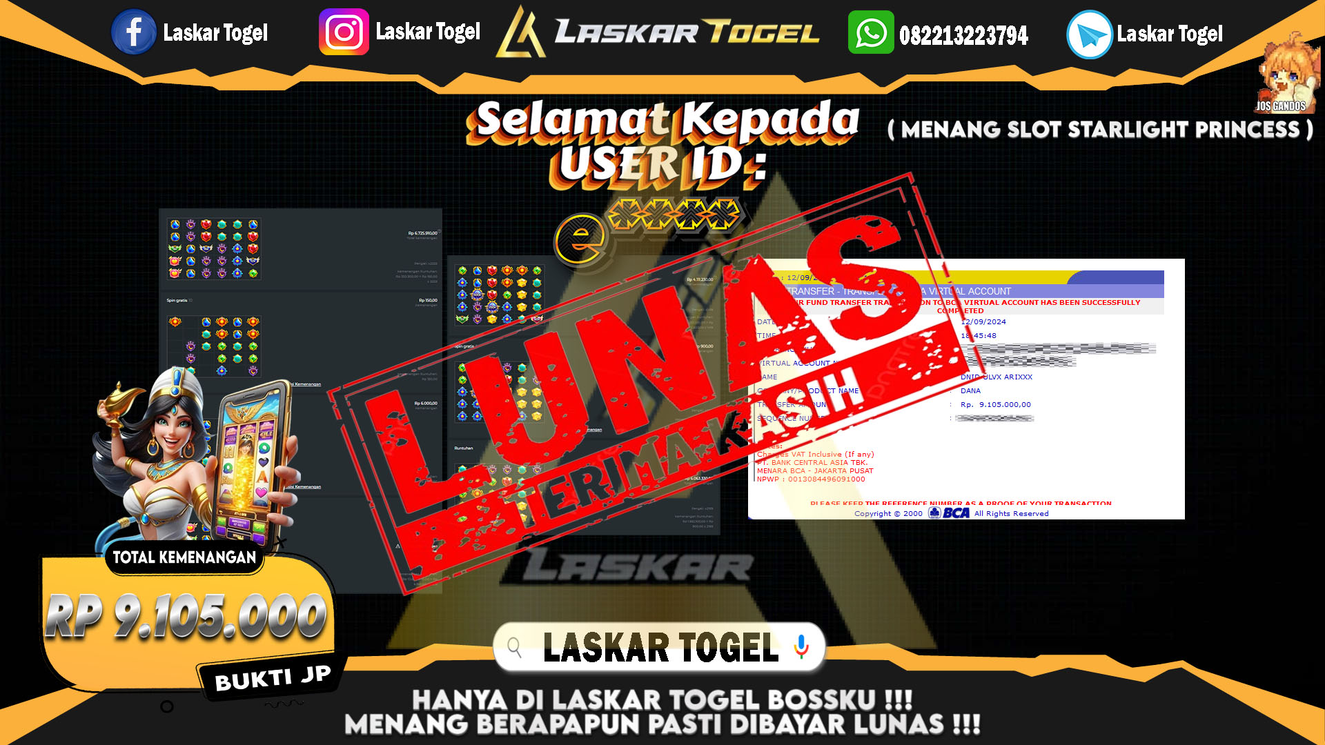 LASKARTOGEL JACKPOT TOGEL TOTO MACAU Rp.5.000.000.,- LUNAS