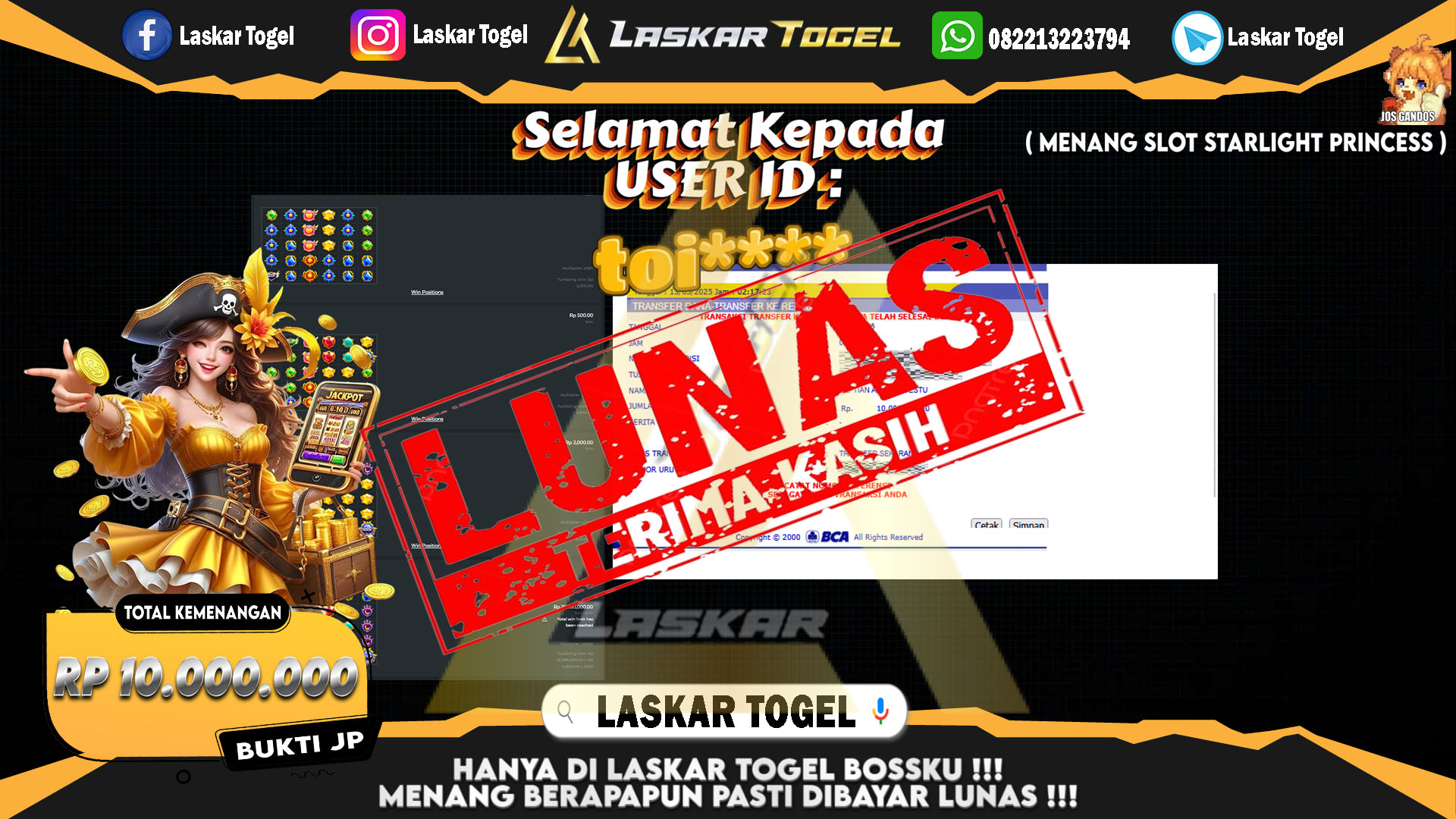 LASKARTOGEL JACKPOT SLOT GATES OF OLYMPUS Rp.10.000.000.,- LUNAS