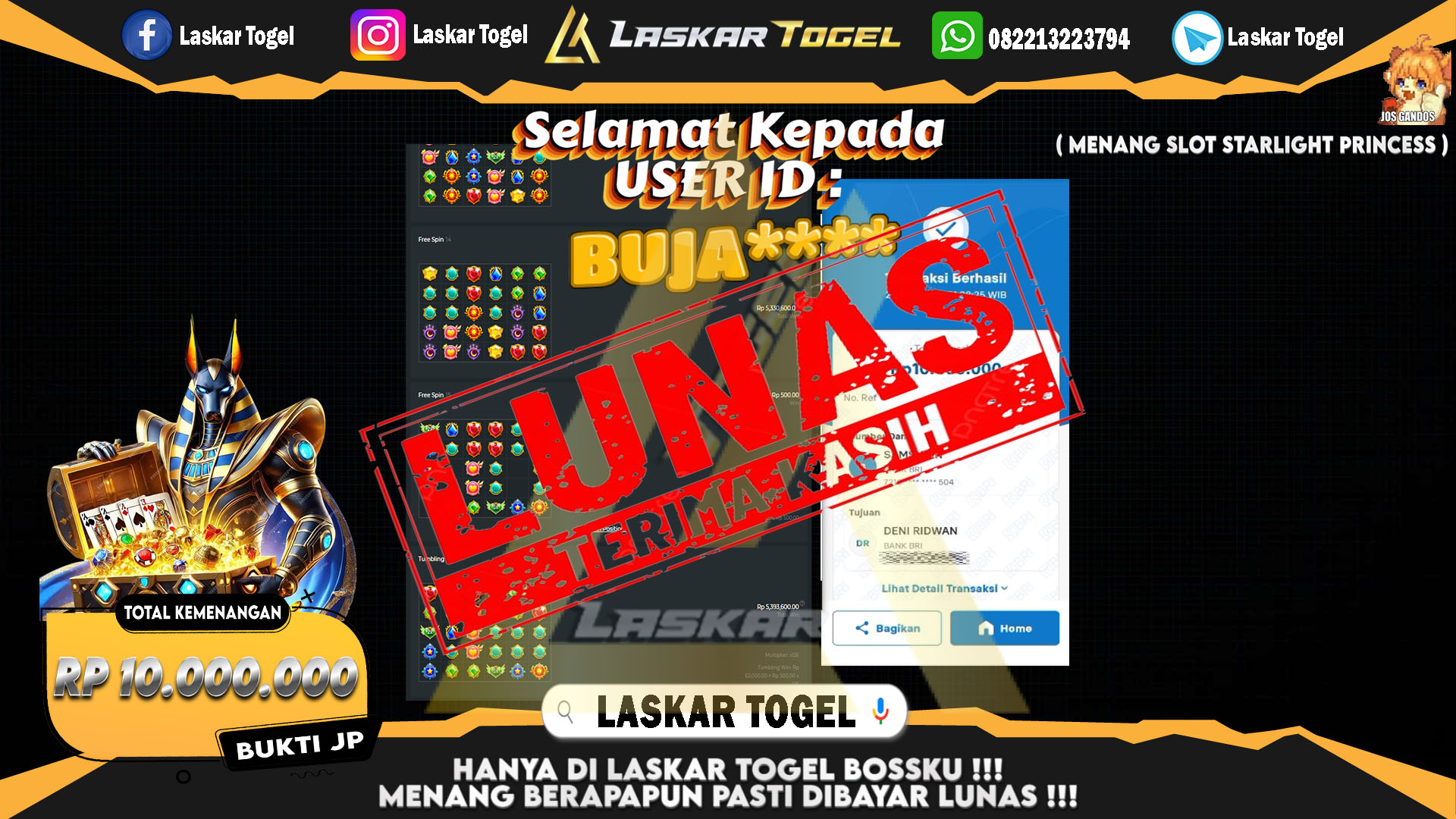 LASKARTOGEL JACKPOT SLOT GATES OF OLYMPUS Rp.10.000.000.,- LUNAS