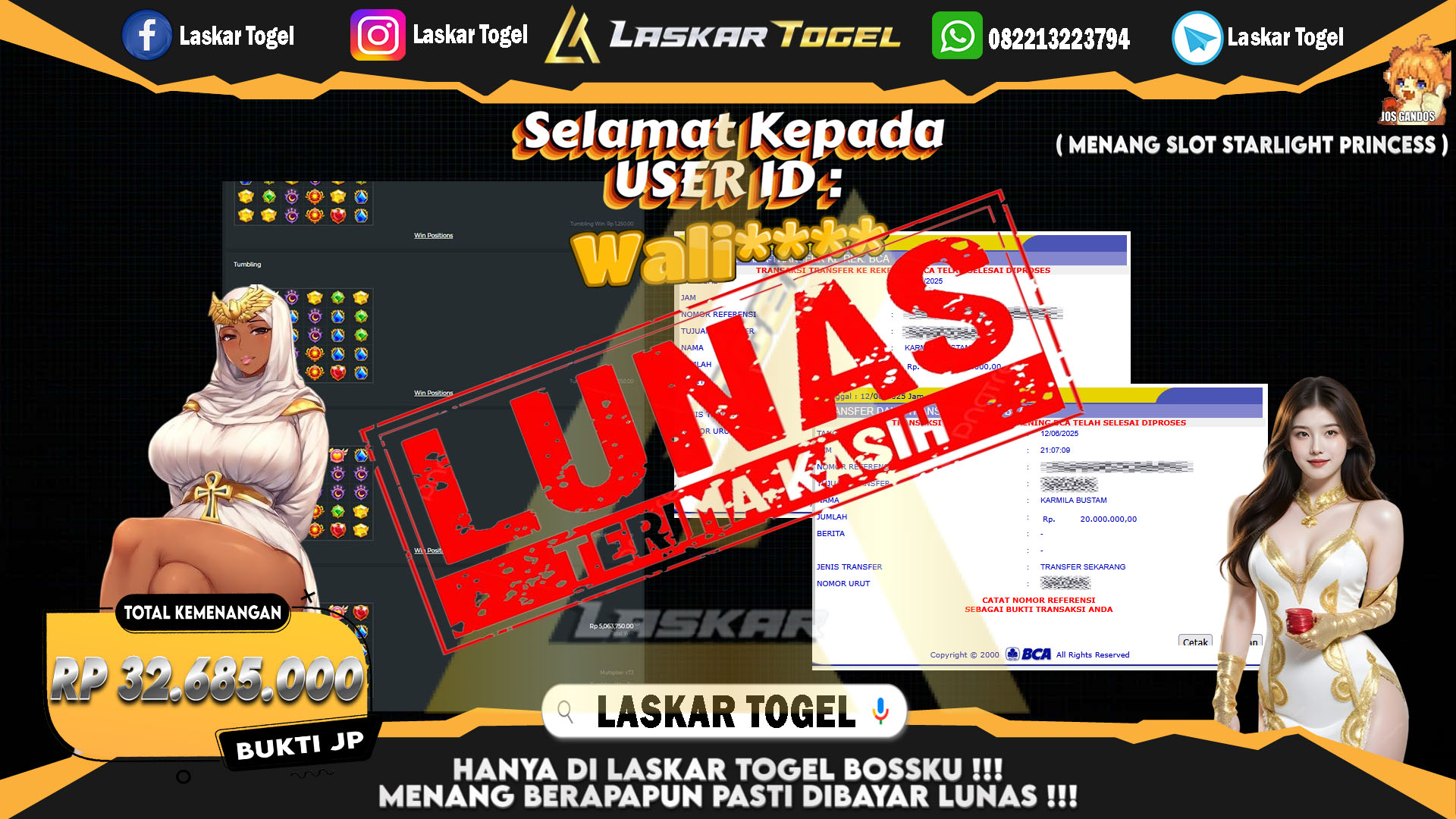 LASKARTOGEL JACKPOT SLOT STARLIGHT PRINCESS Rp.32.685.000.,- LUNAS