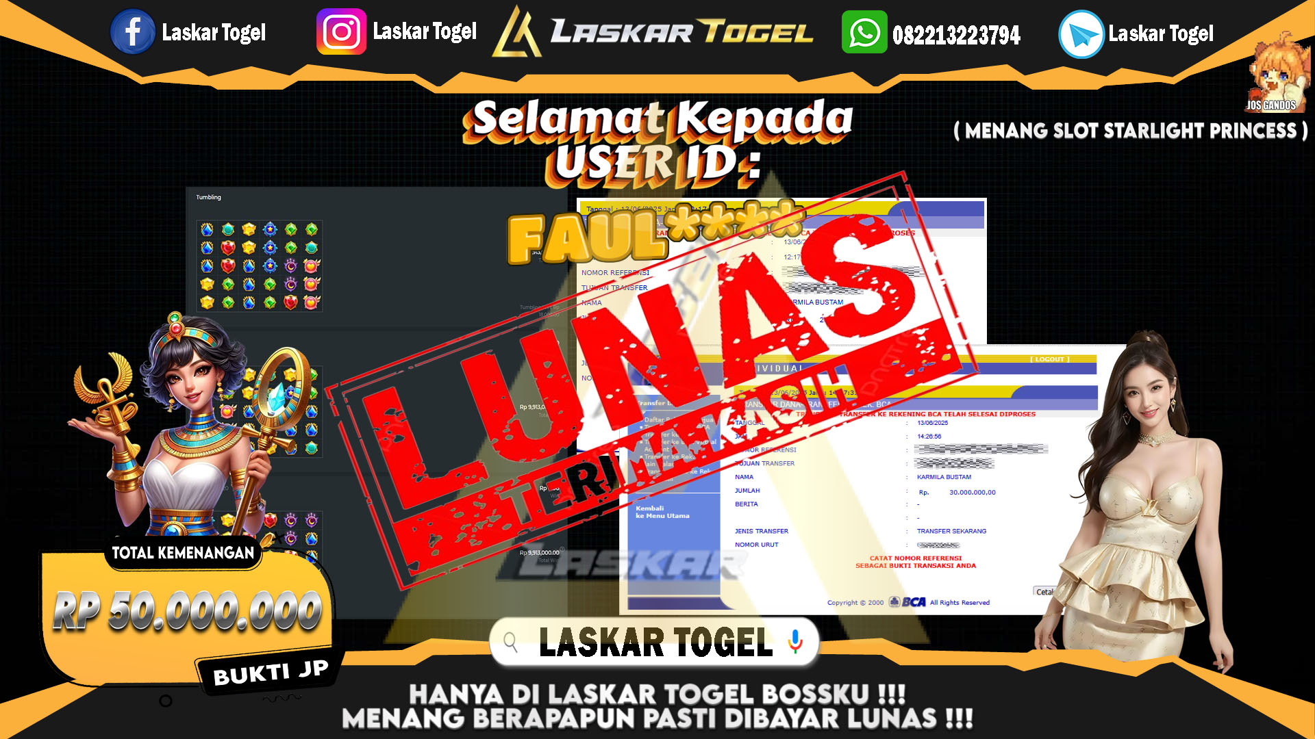 LASKARTOGEL JACKPOT SLOT STARLIGHT PRINCESS Rp.50.000.000.,- LUNAS