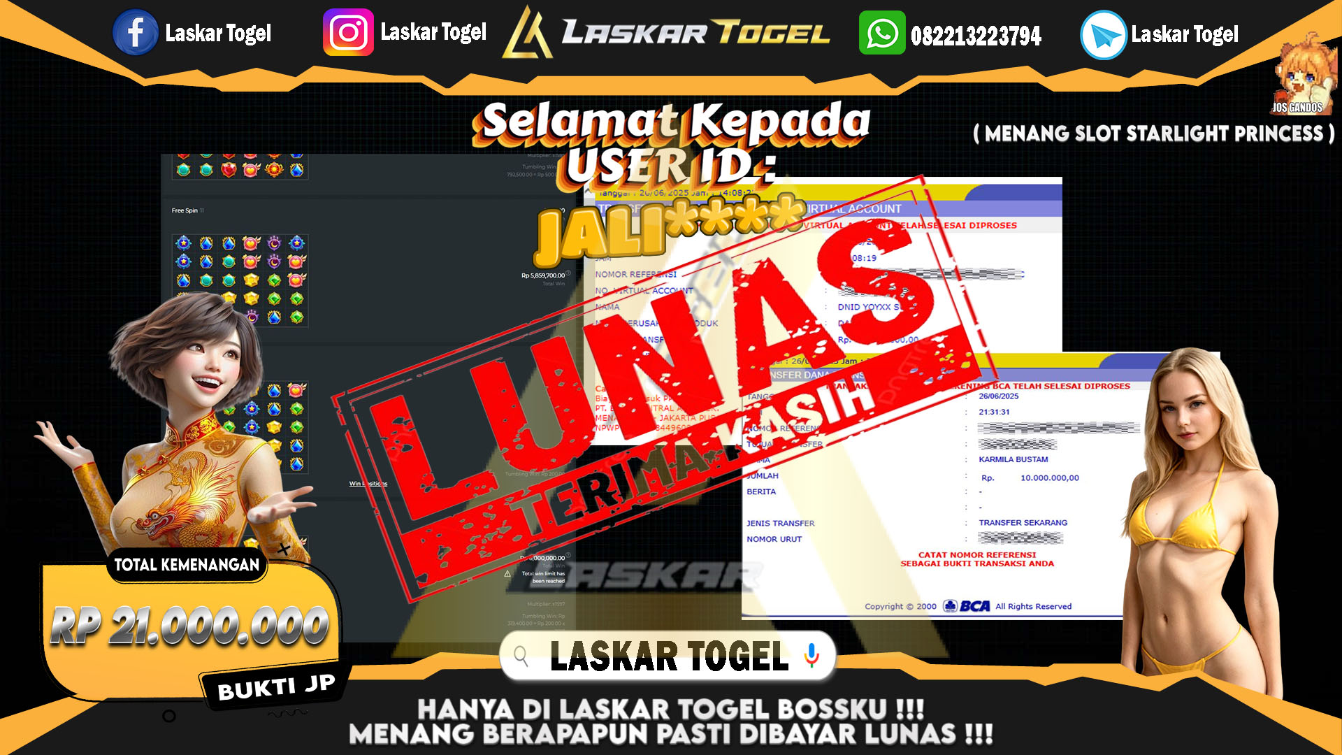 LASKARTOGEL JACKPOT SLOT STARLIGHT PRINCESS Rp.21.000.000.,- LUNAS