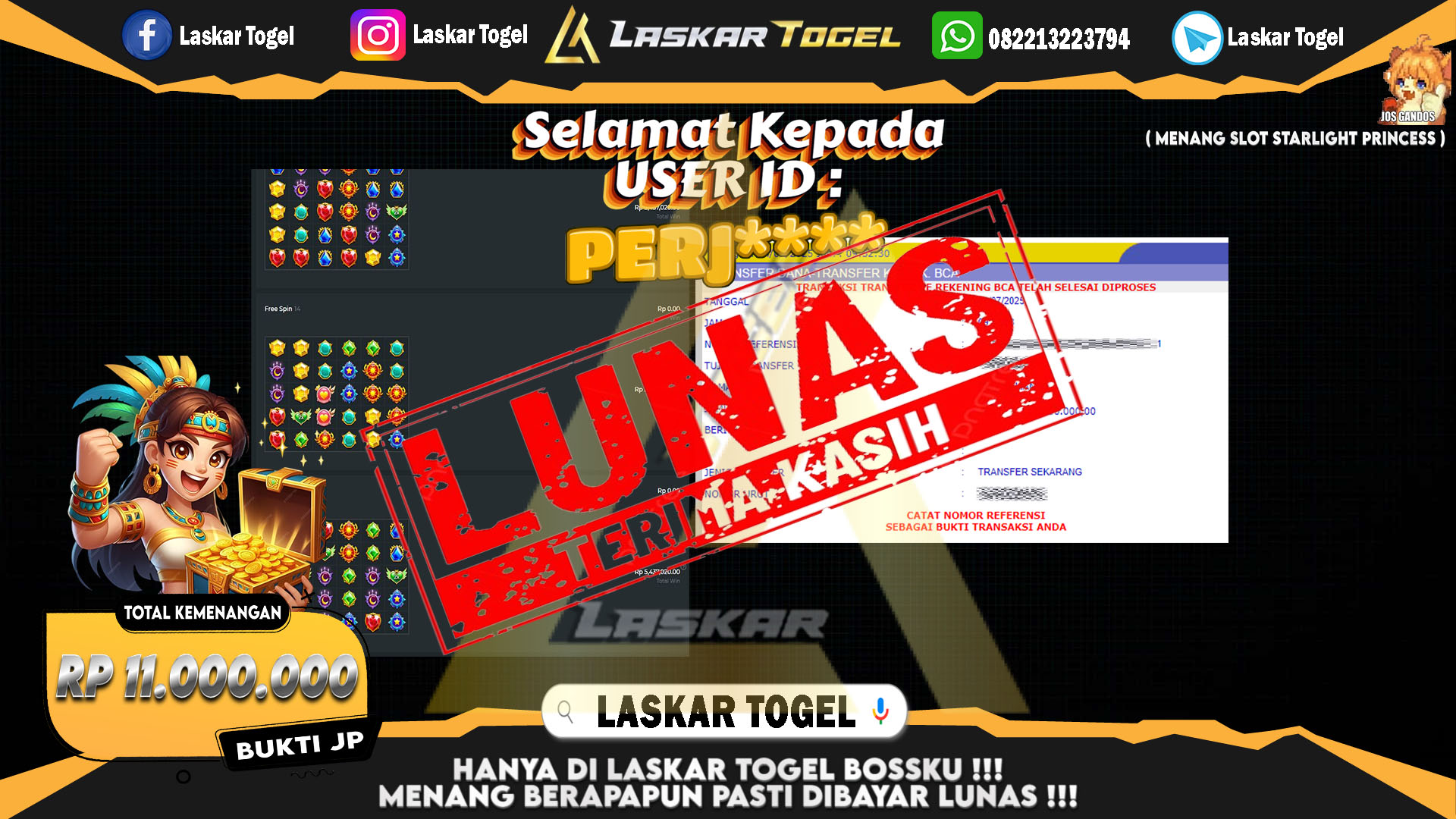 LASKARTOGEL JACKPOT SLOT STARLIGHT PRINCESS Rp.11.000.000.,- LUNAS