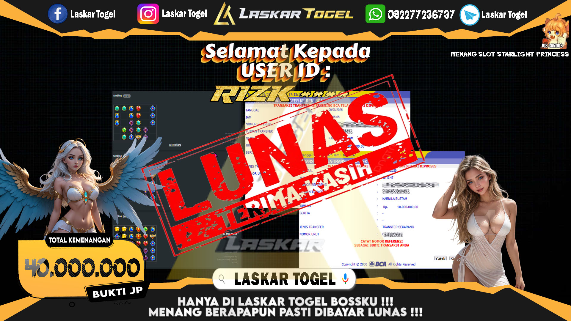 LASKARTOGEL JACKPOT SLOT STARLIGHT PRINCESS Rp.40.000.000.,- LUNAS