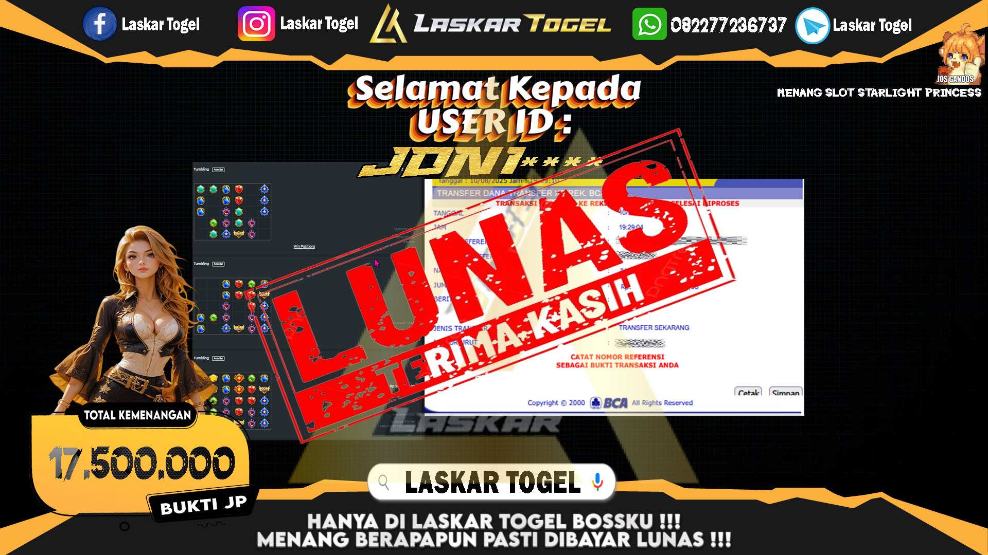 LASKARTOGEL JACKPOT SLOT STARLIGHT PRINCESS Rp.17.500.000.,- LUNAS