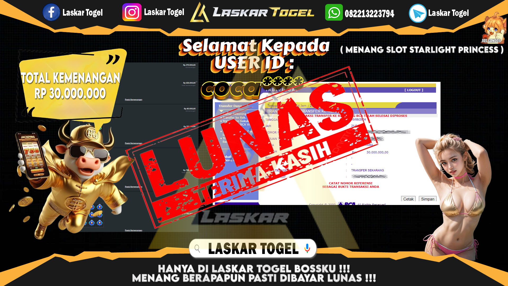 LASKARTOGEL JACKPOT TOGEL TOTO MACAU Rp.5.000.000.,- LUNAS