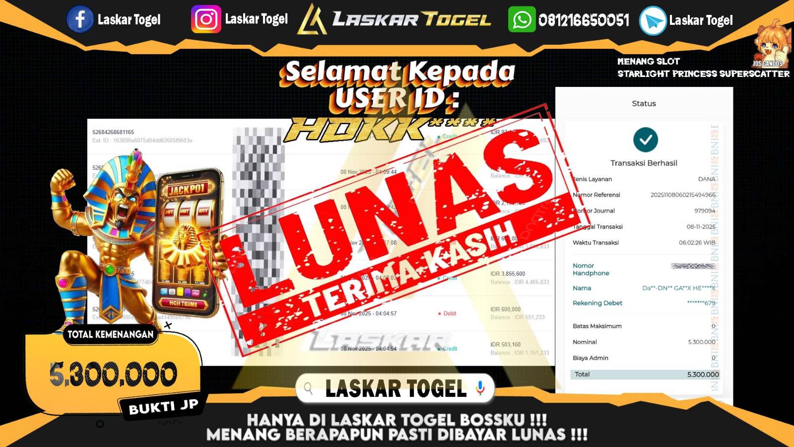 LASKARTOGEL JACKPOT SLOT STARLIGHT PRINCESS SUPER SCATTER Rp.5.300.000,- LUNAS